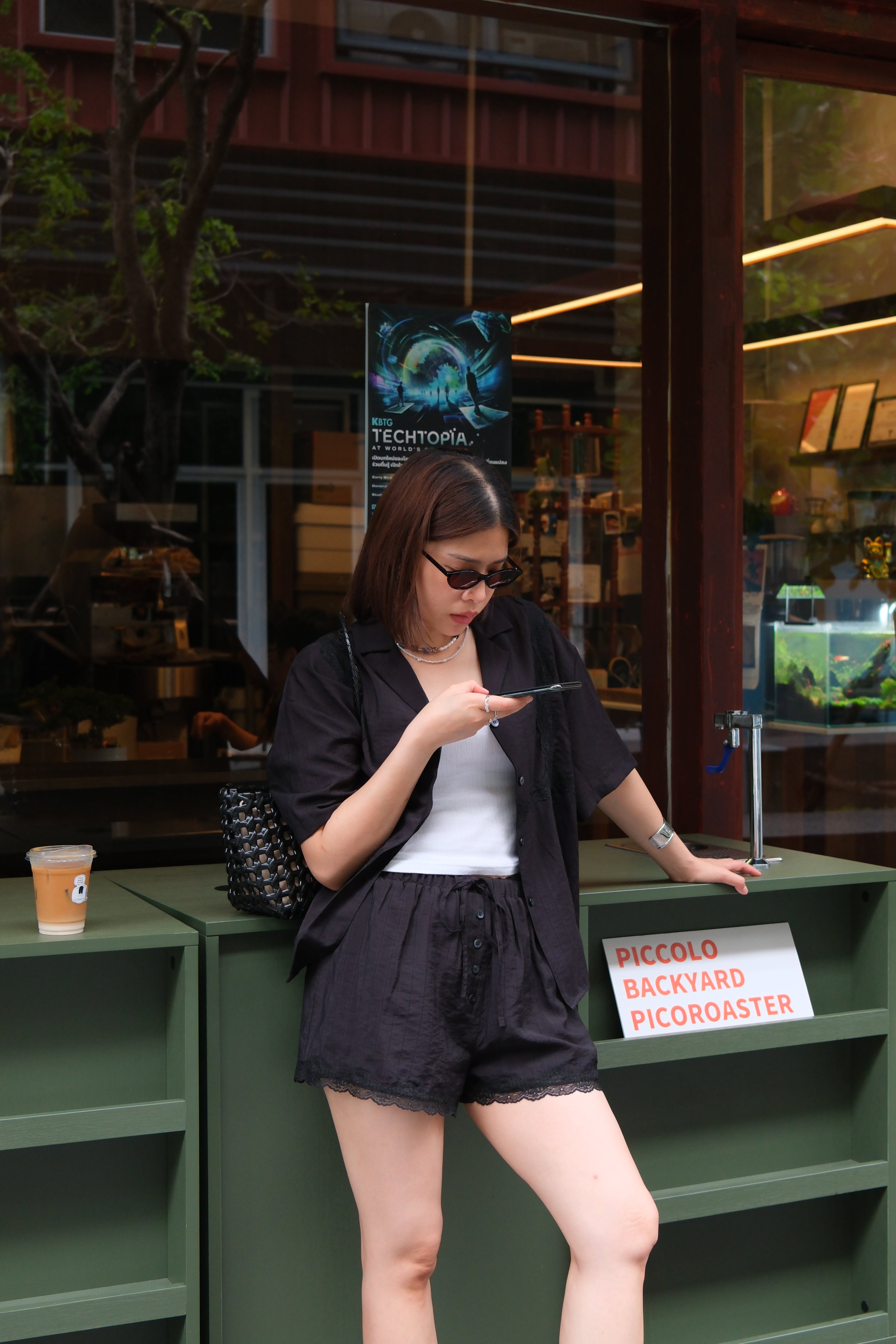 Lace edge satin shorts