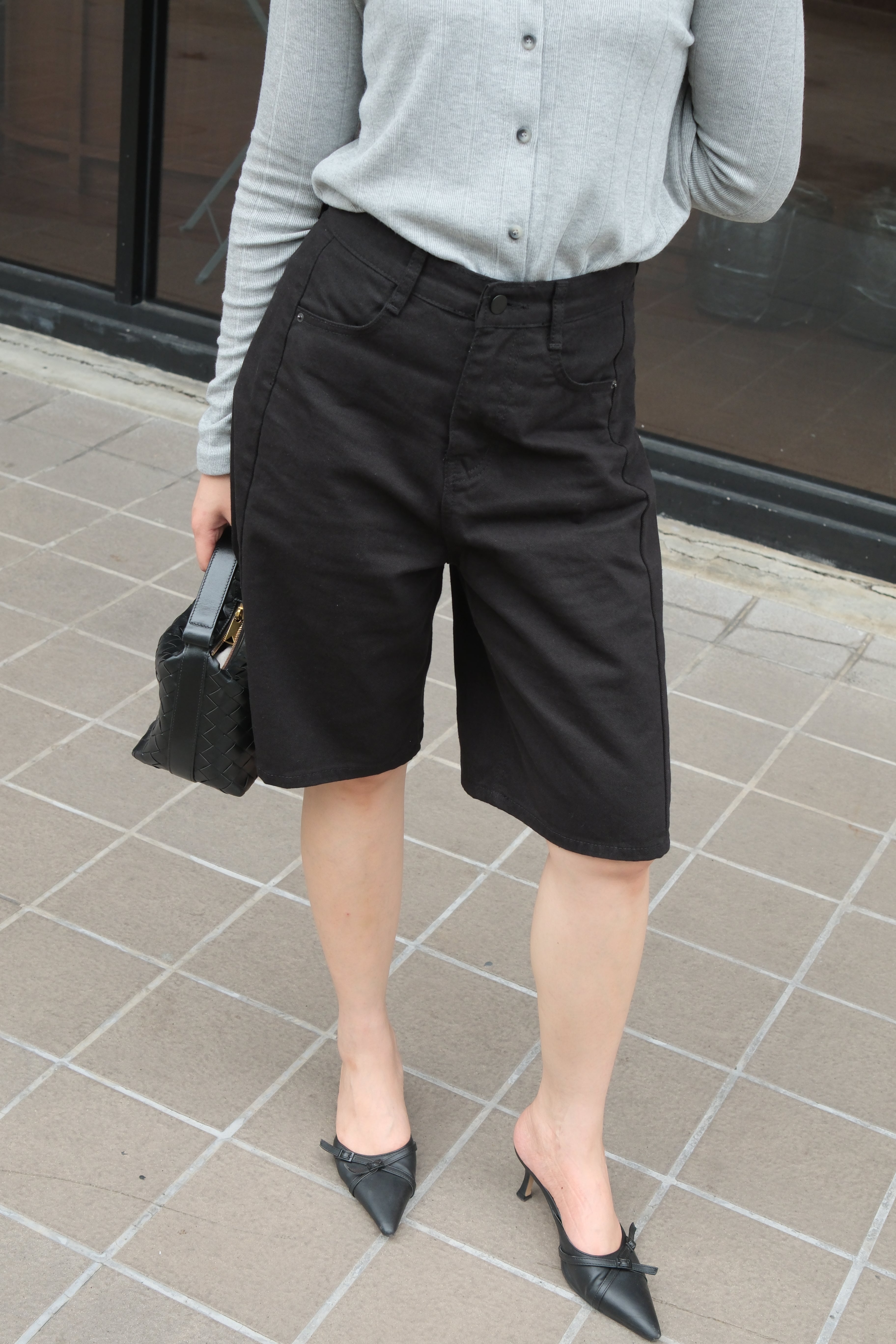Palmo high waisted bermuda denim shorts