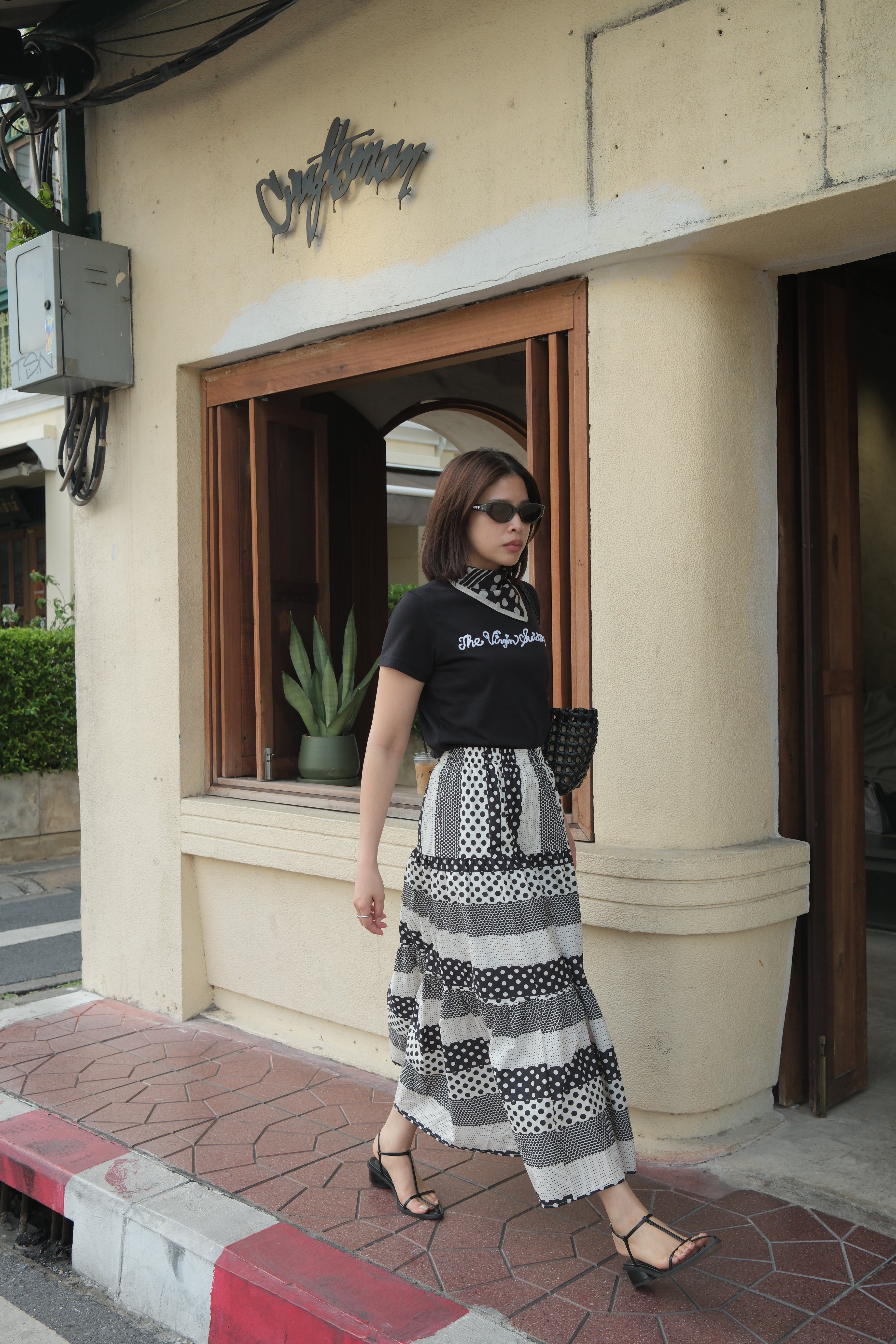 multi dotty maxi skirt