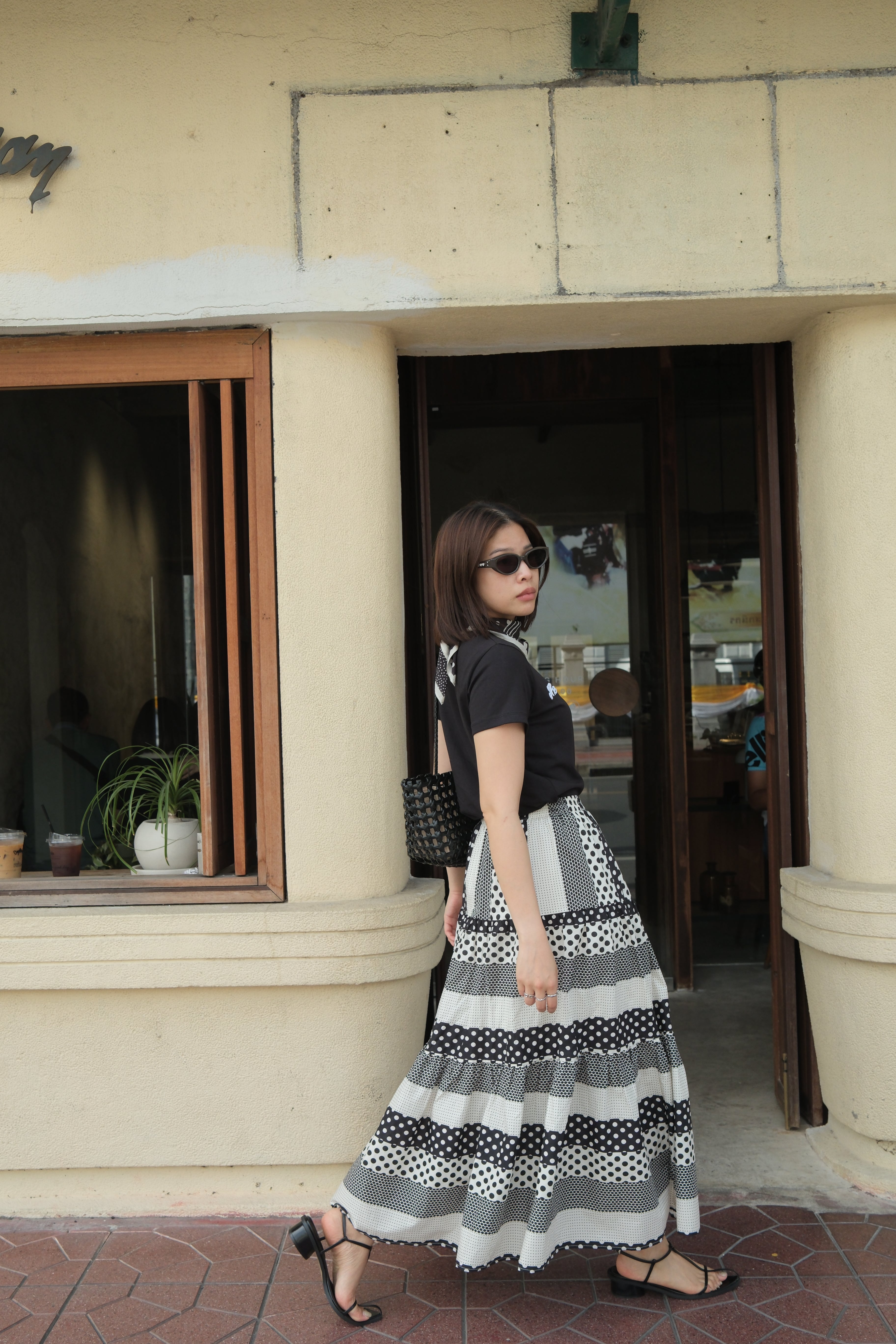 multi dotty maxi skirt