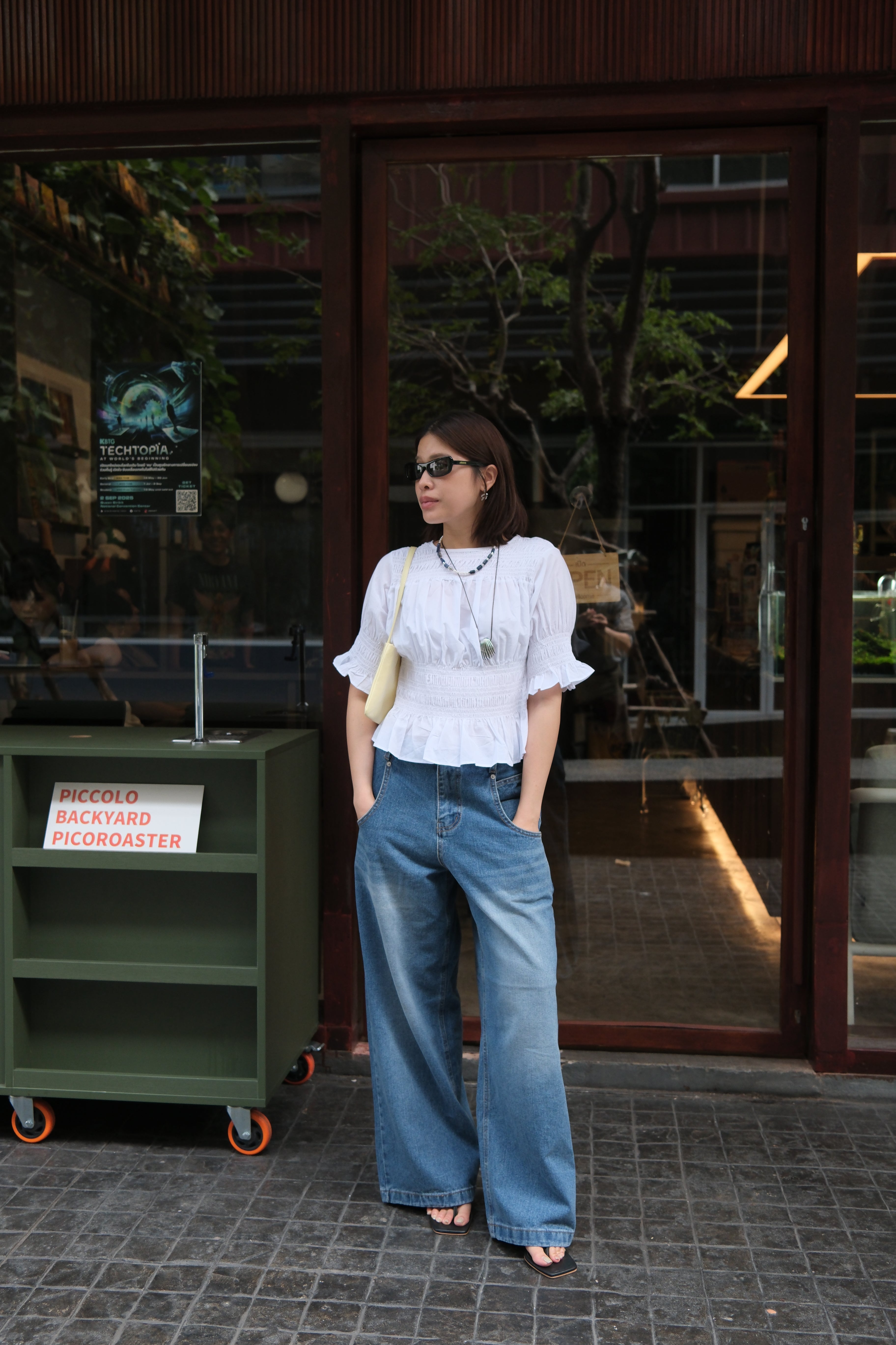 Coucou Large pocket wide leg jeans