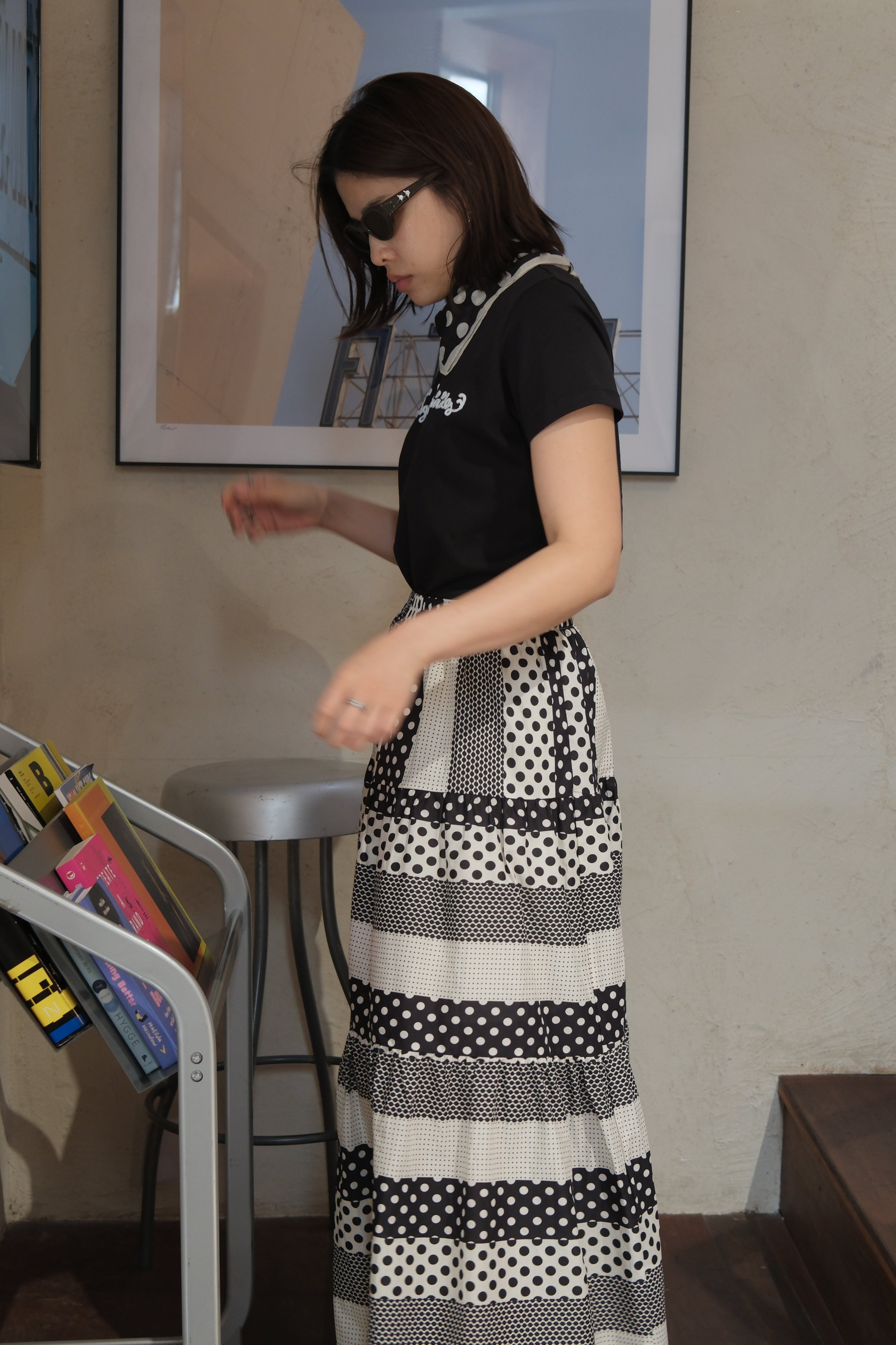 multi dotty maxi skirt