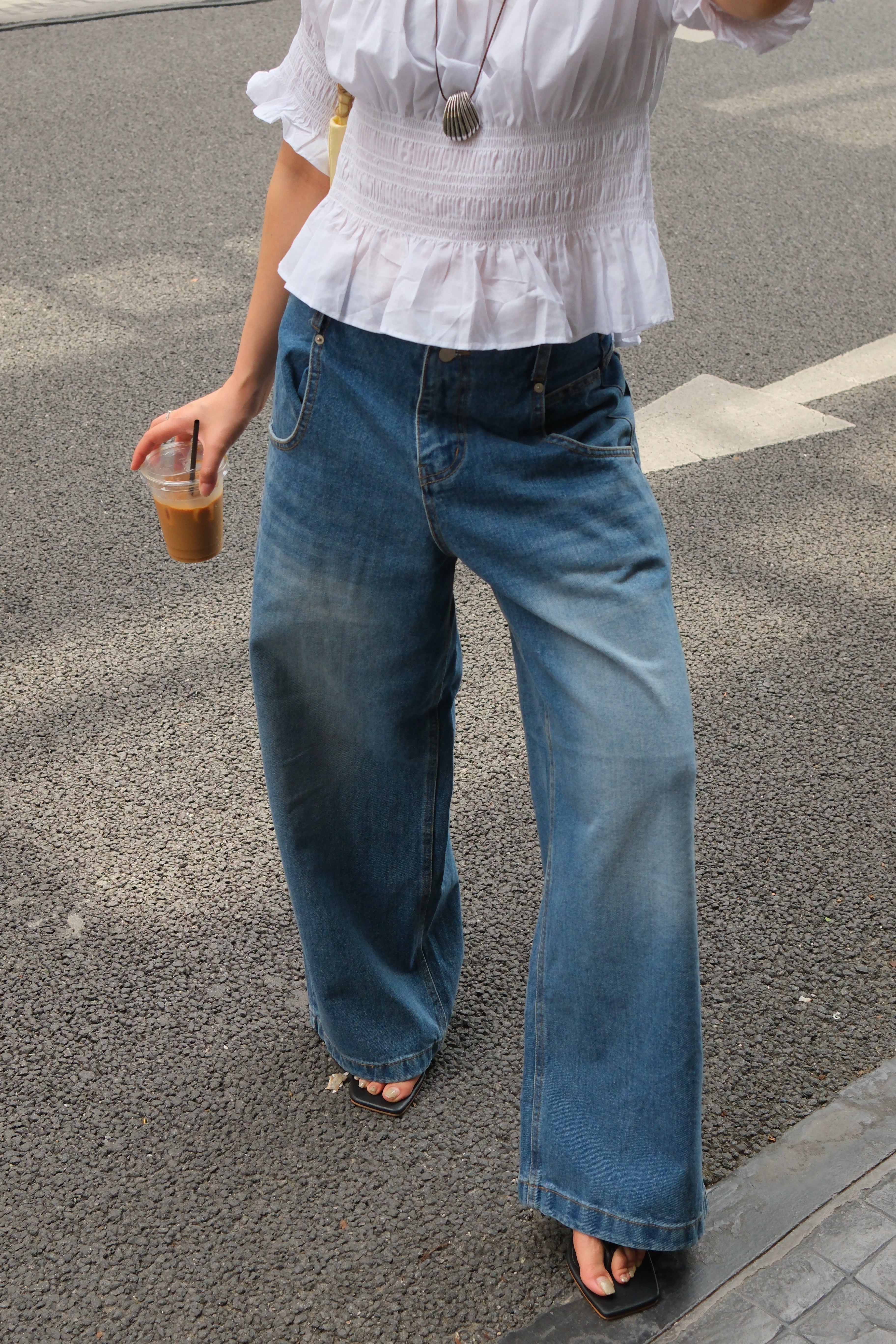 Coucou Large pocket wide leg jeans