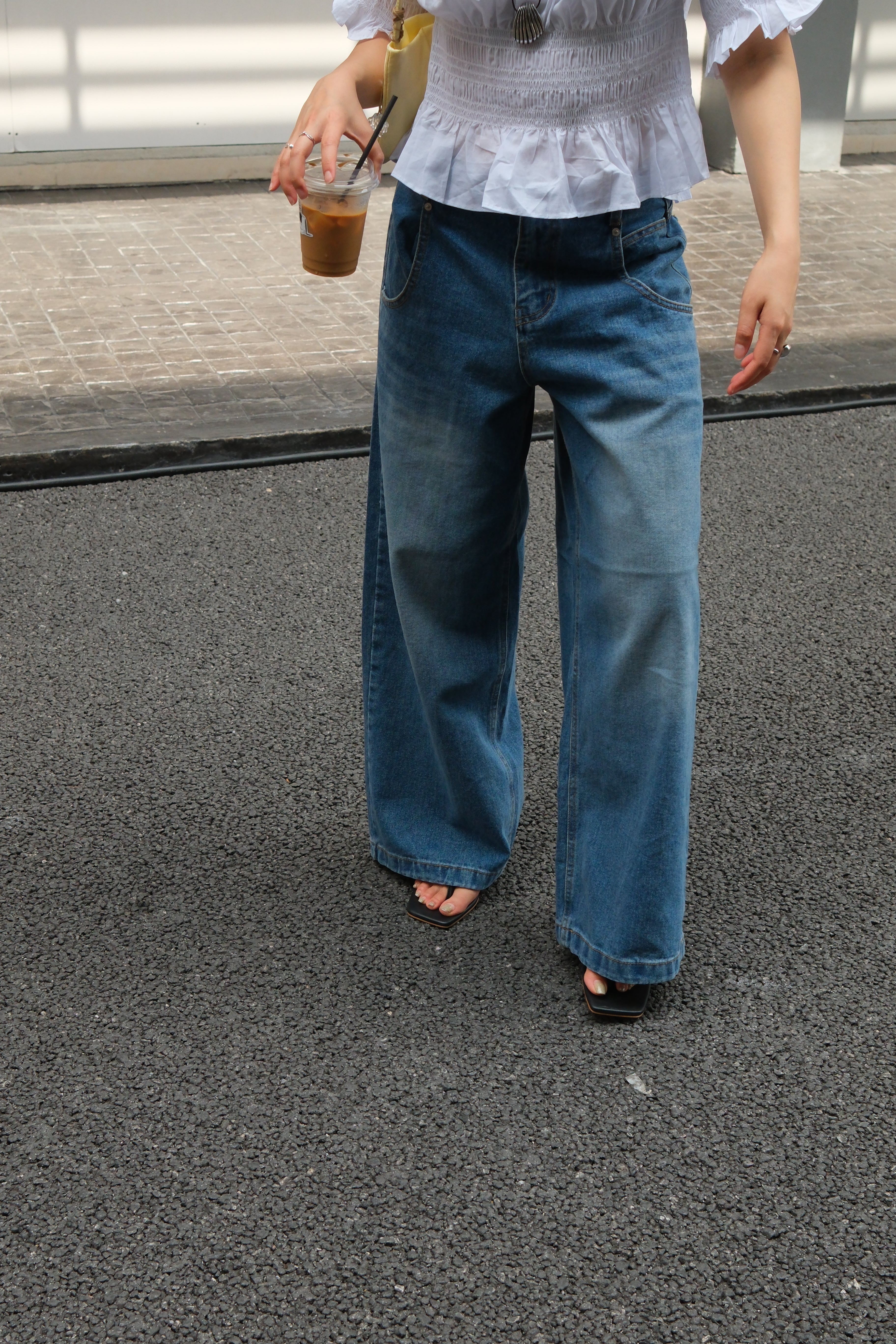 Coucou Large pocket wide leg jeans