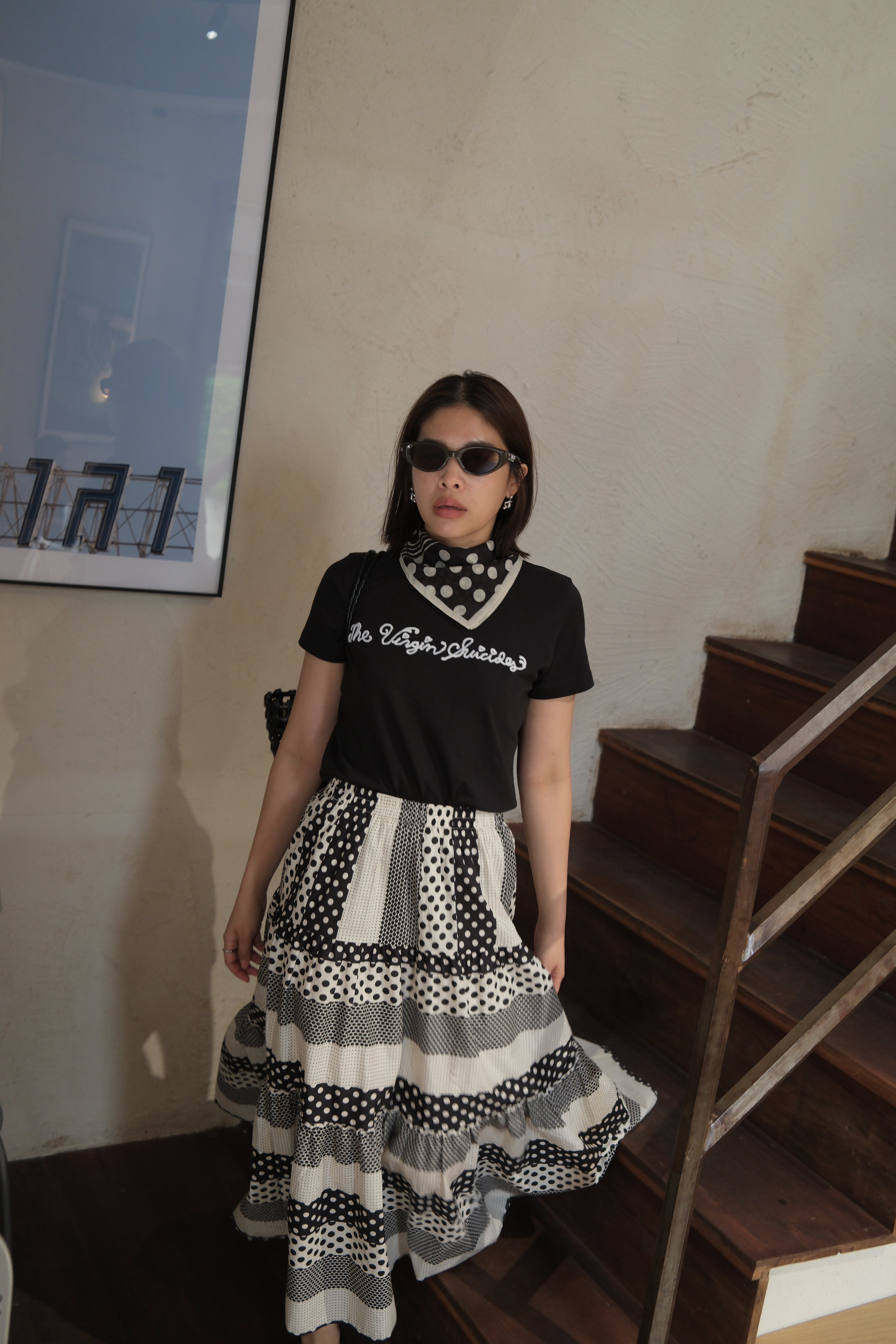 multi dotty maxi skirt