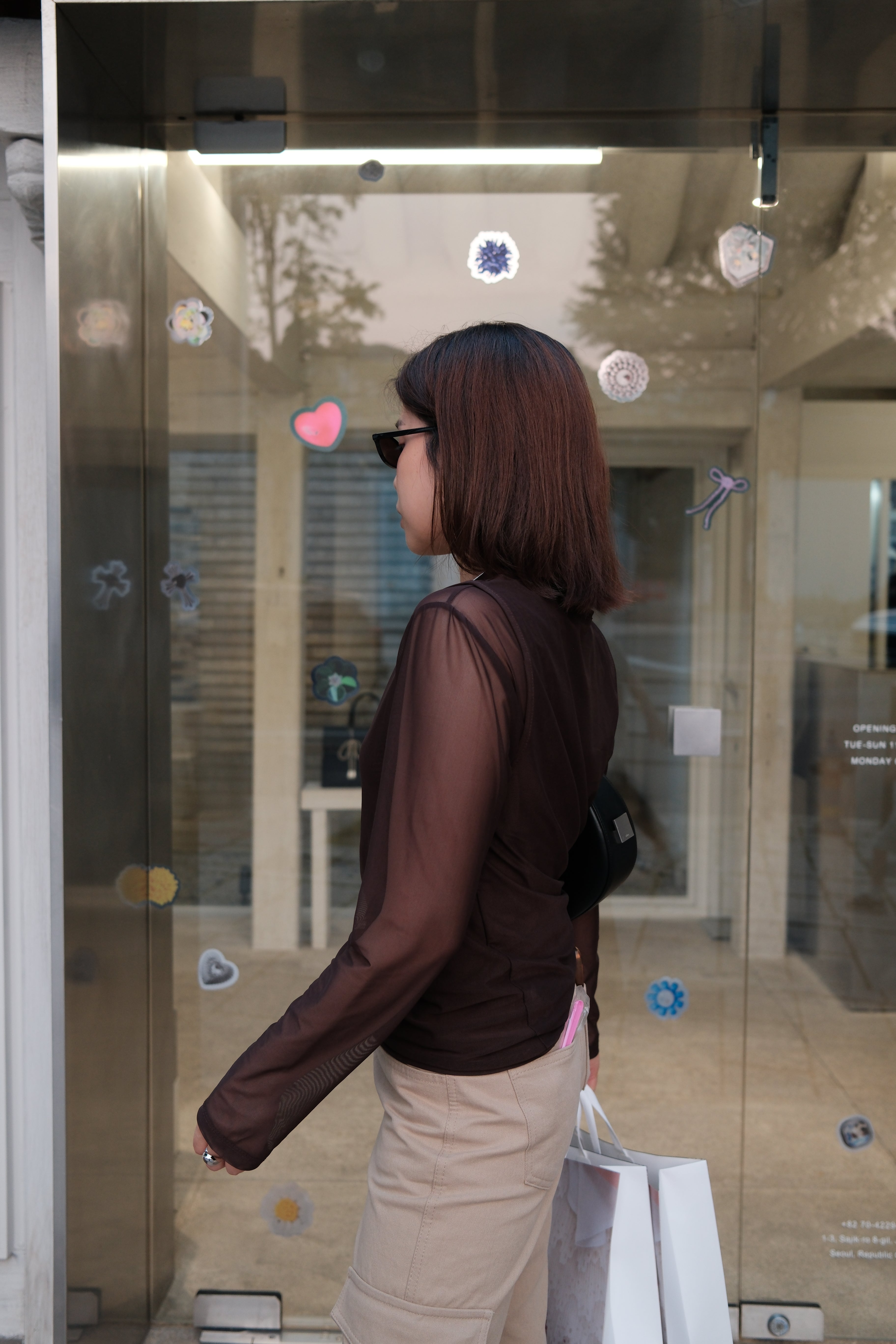 Mesh messy balloon blouse