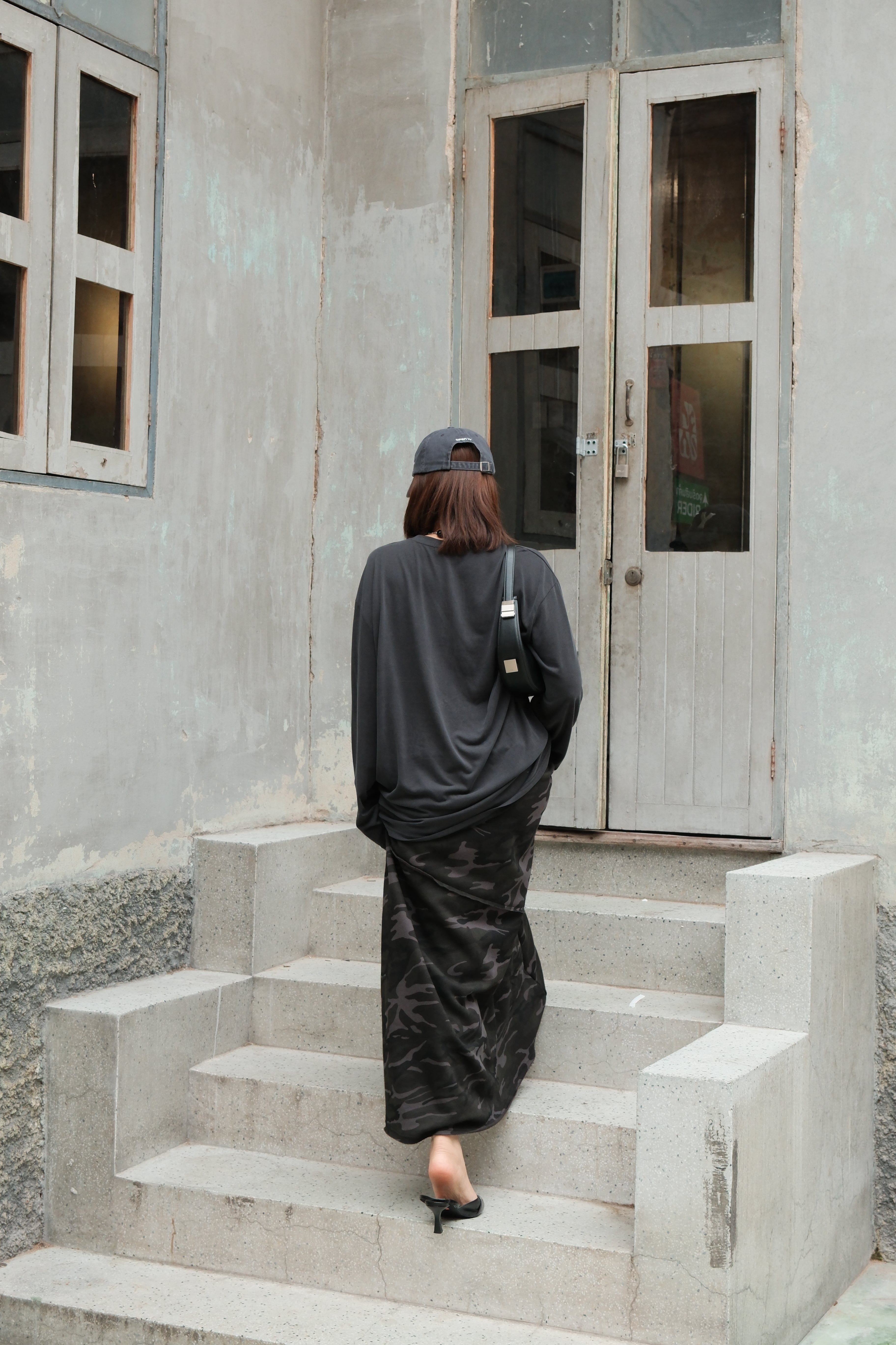 Elasticated waist camo maxi skirt