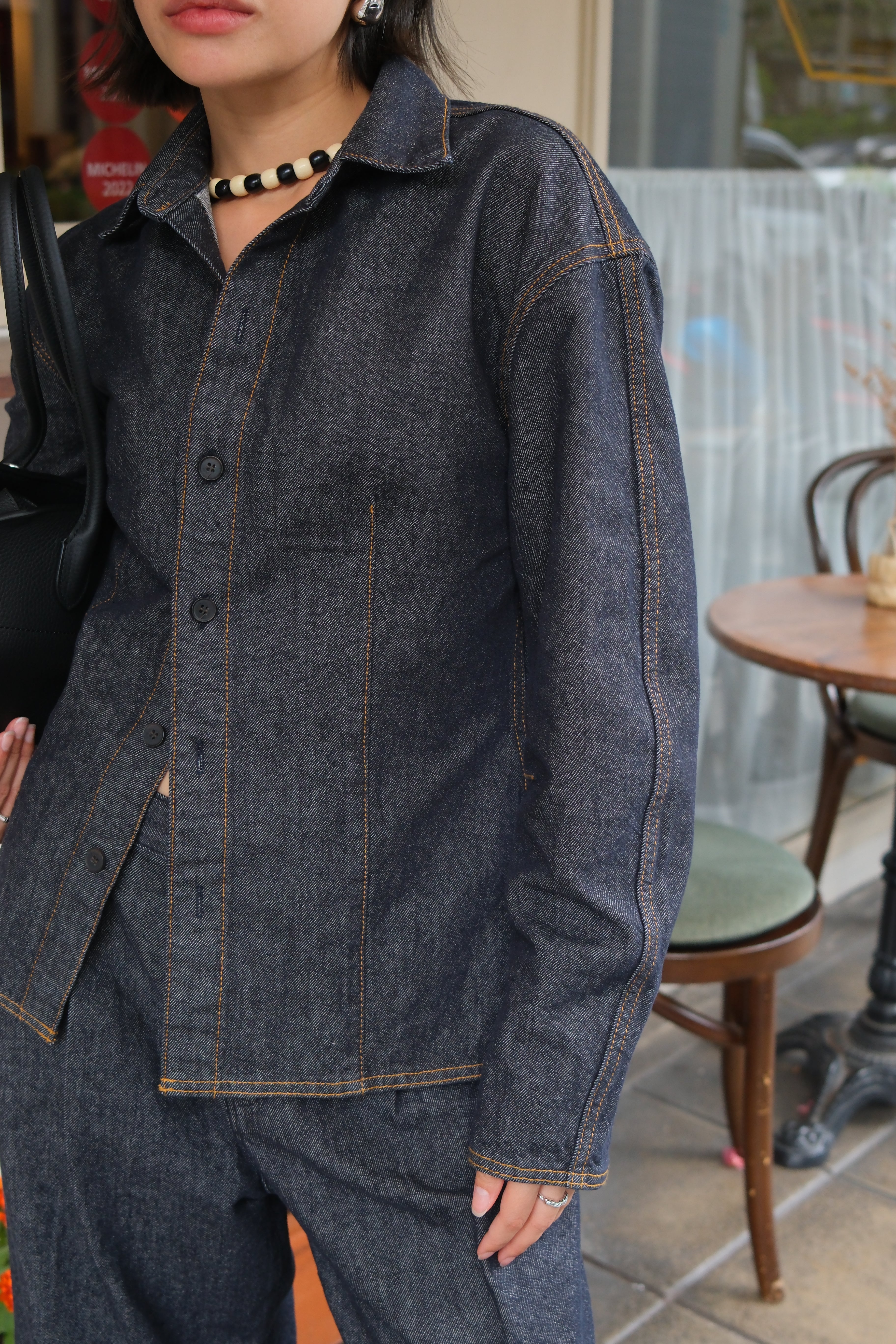 Lauren curve sleeve silhouette denim shirt