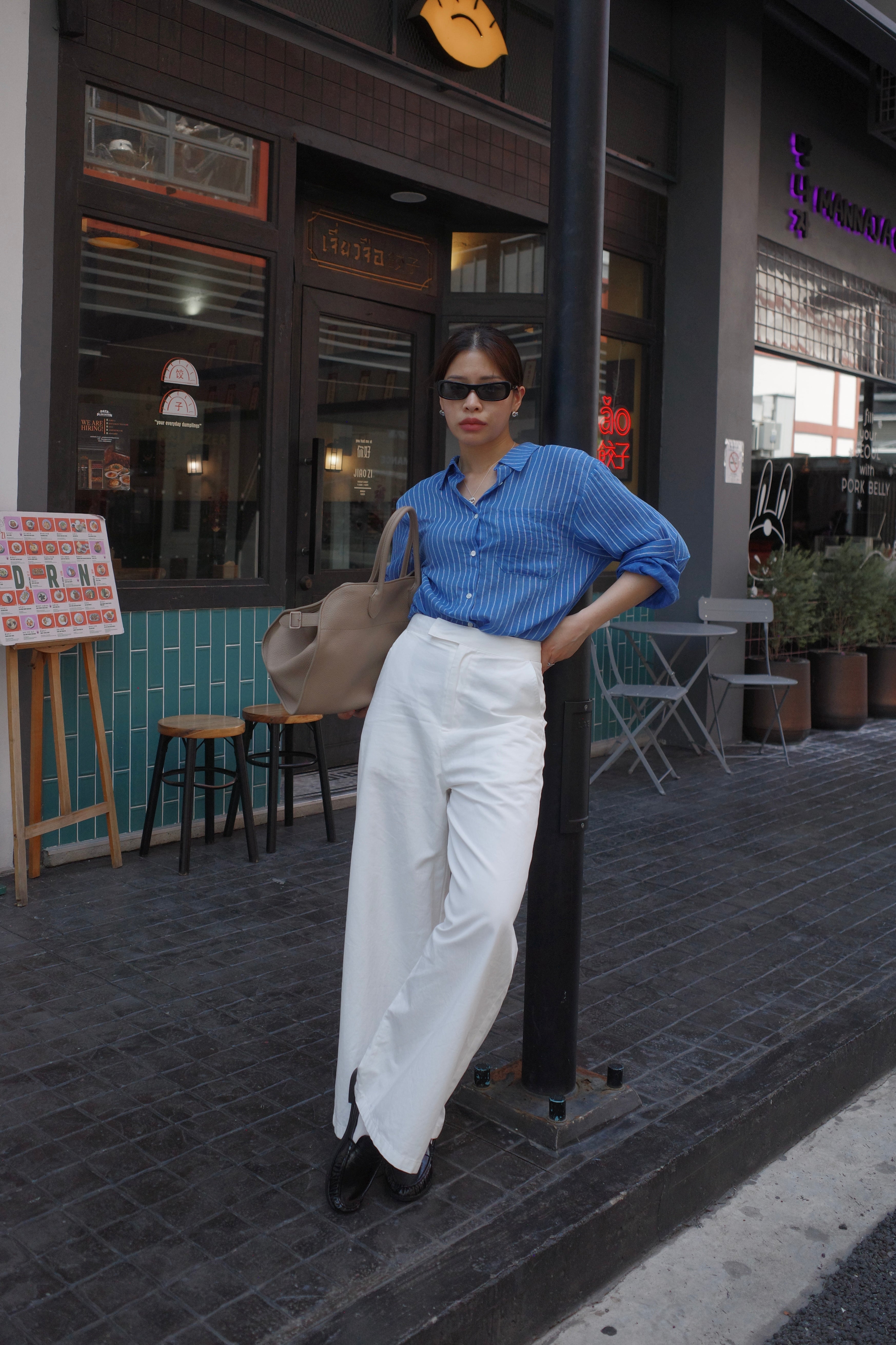 High Rise Linen blend trousers