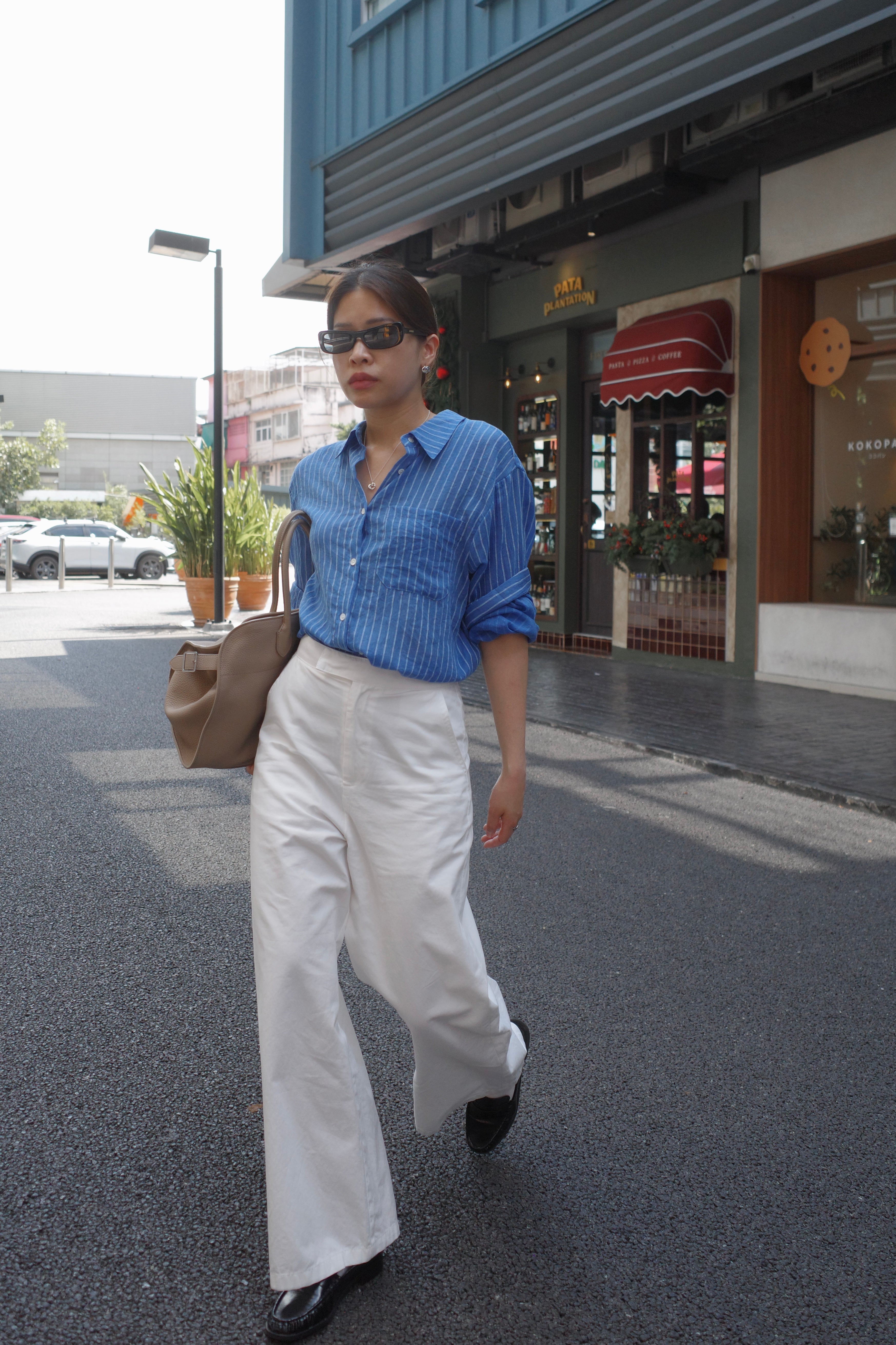 High Rise Linen blend trousers