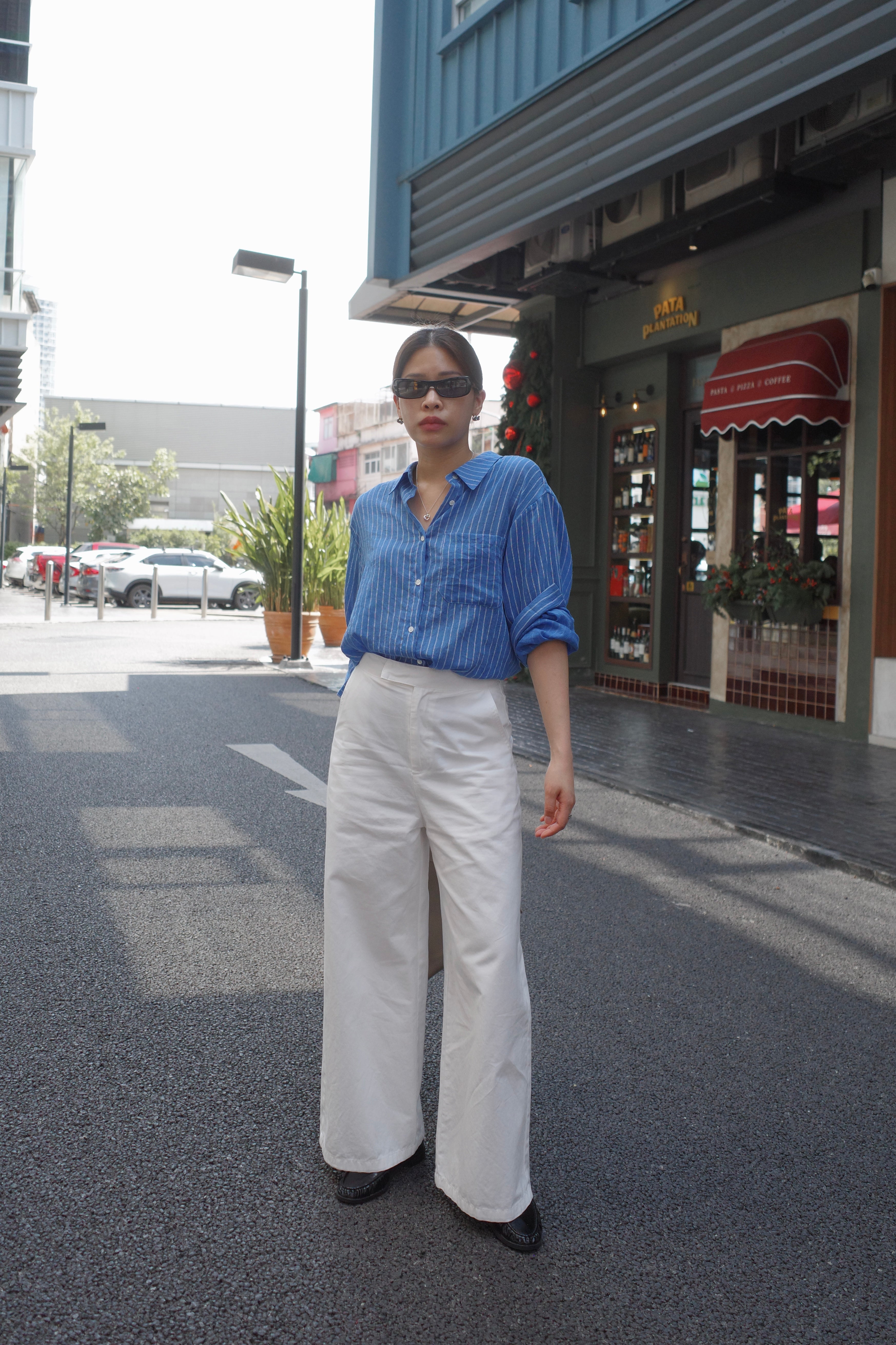 High Rise Linen blend trousers