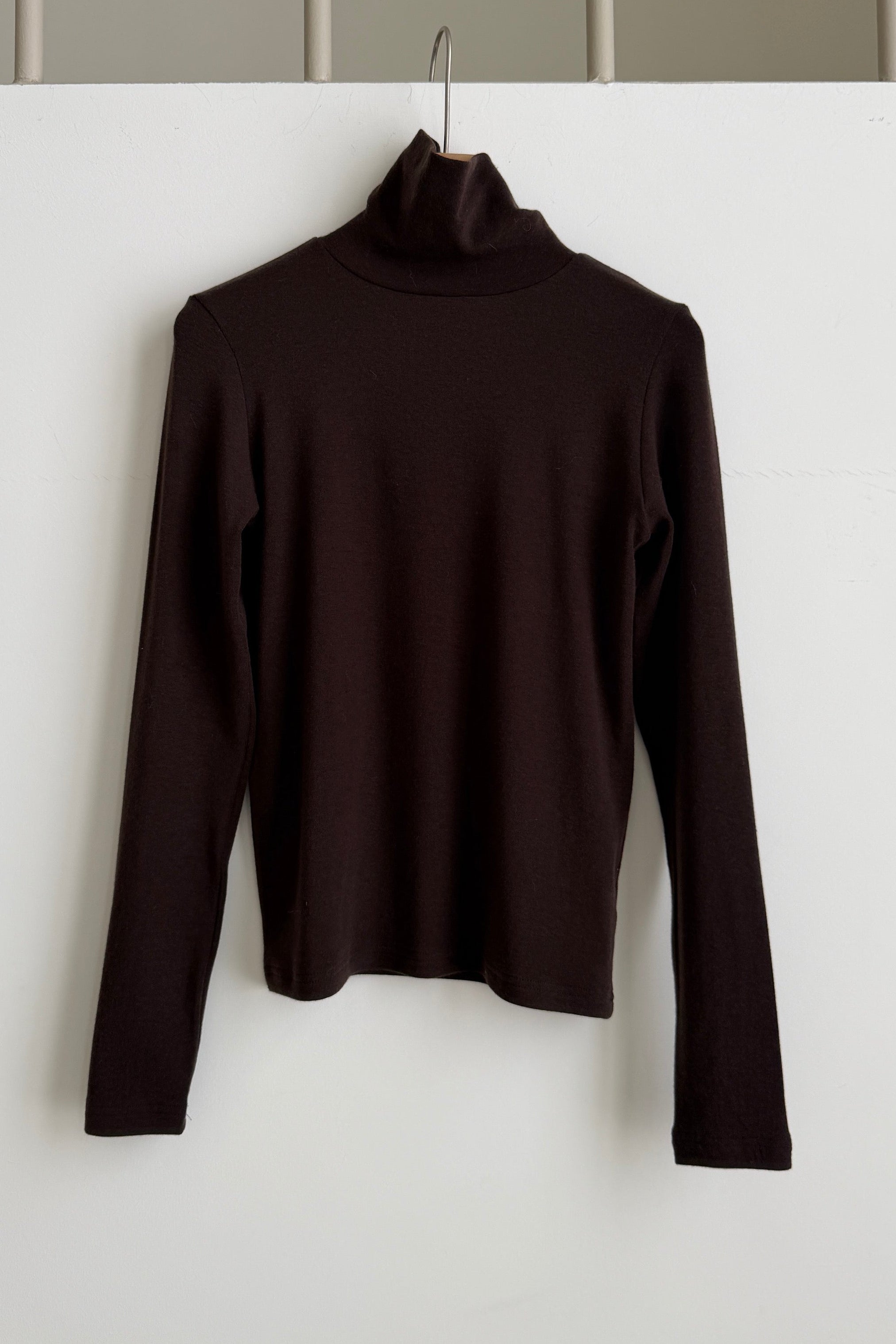 soft wool turtleneck long-sleeve top