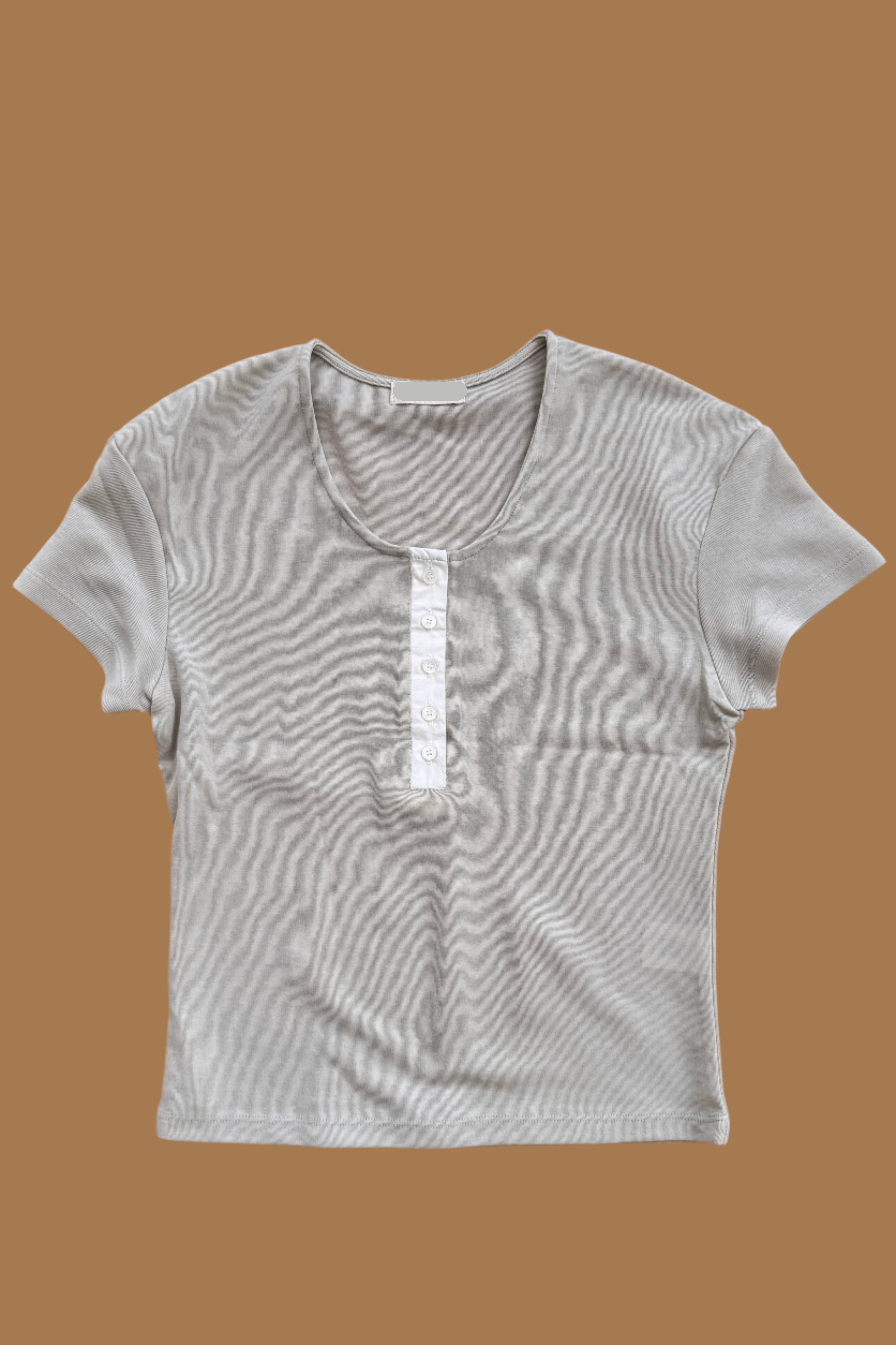 half button round neck soft tee