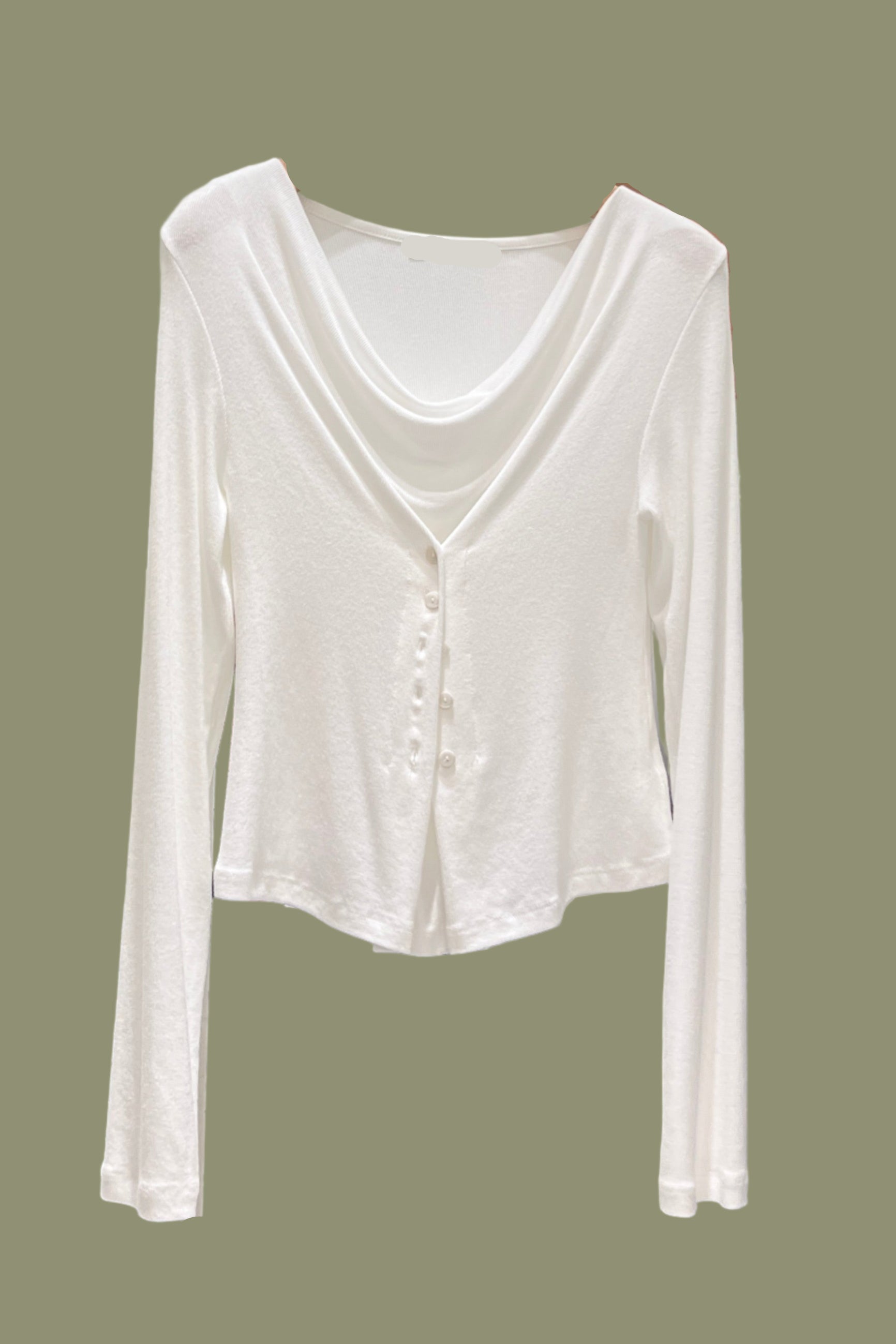 Hyerin cowl neck button slim tee