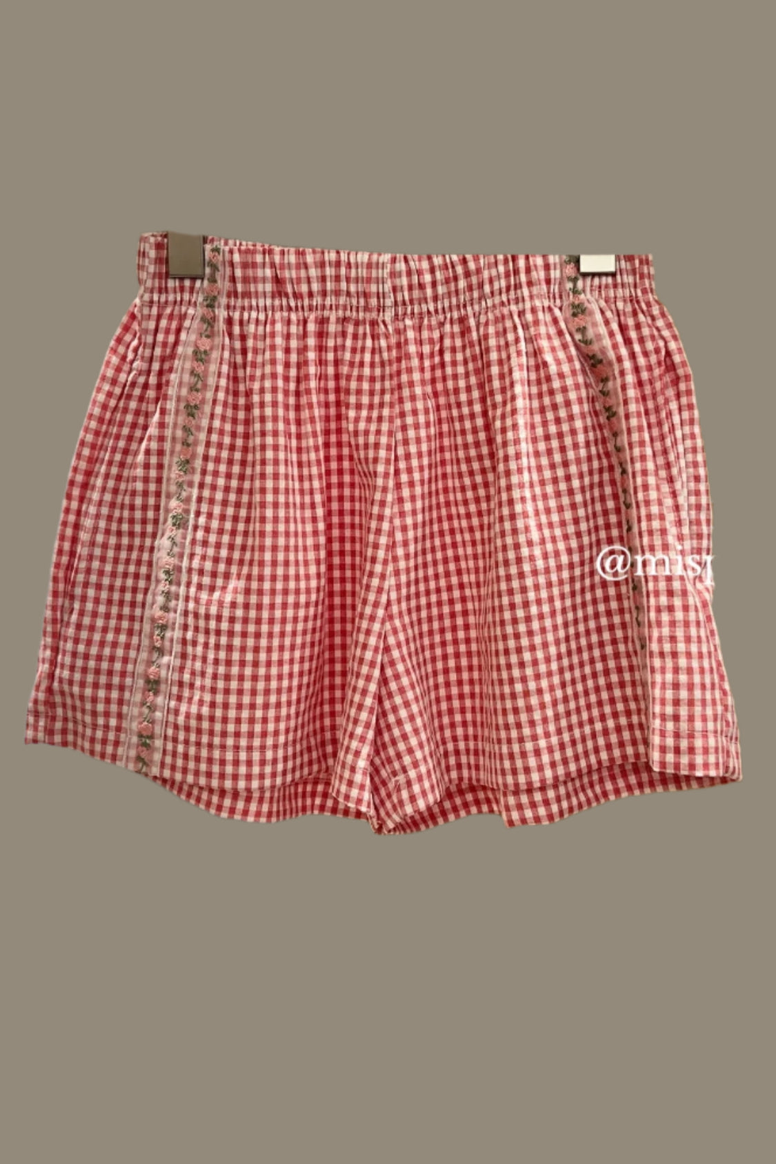 lace tape gingham baby shorts
