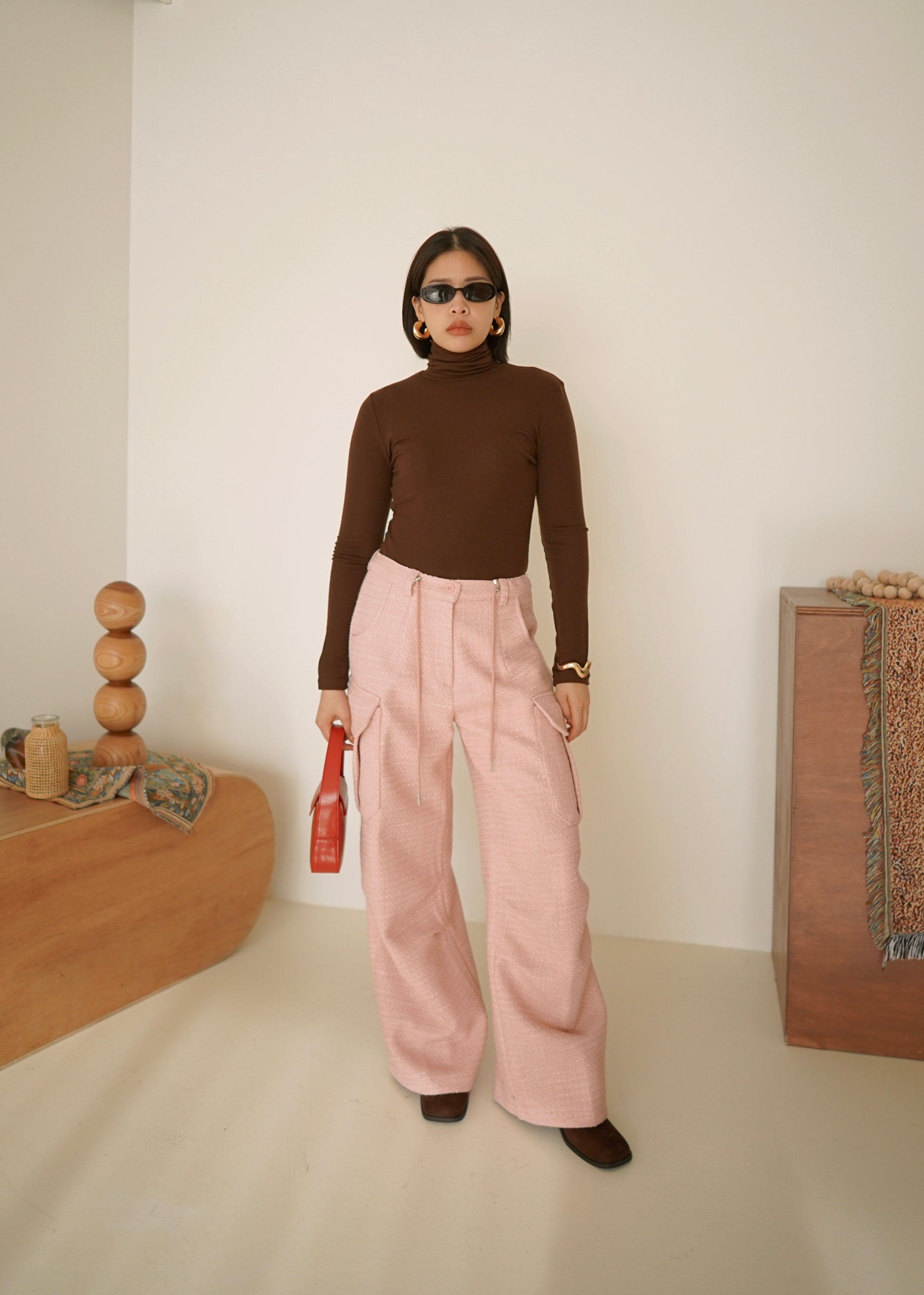 ribbed turtleneck long sleeve tee