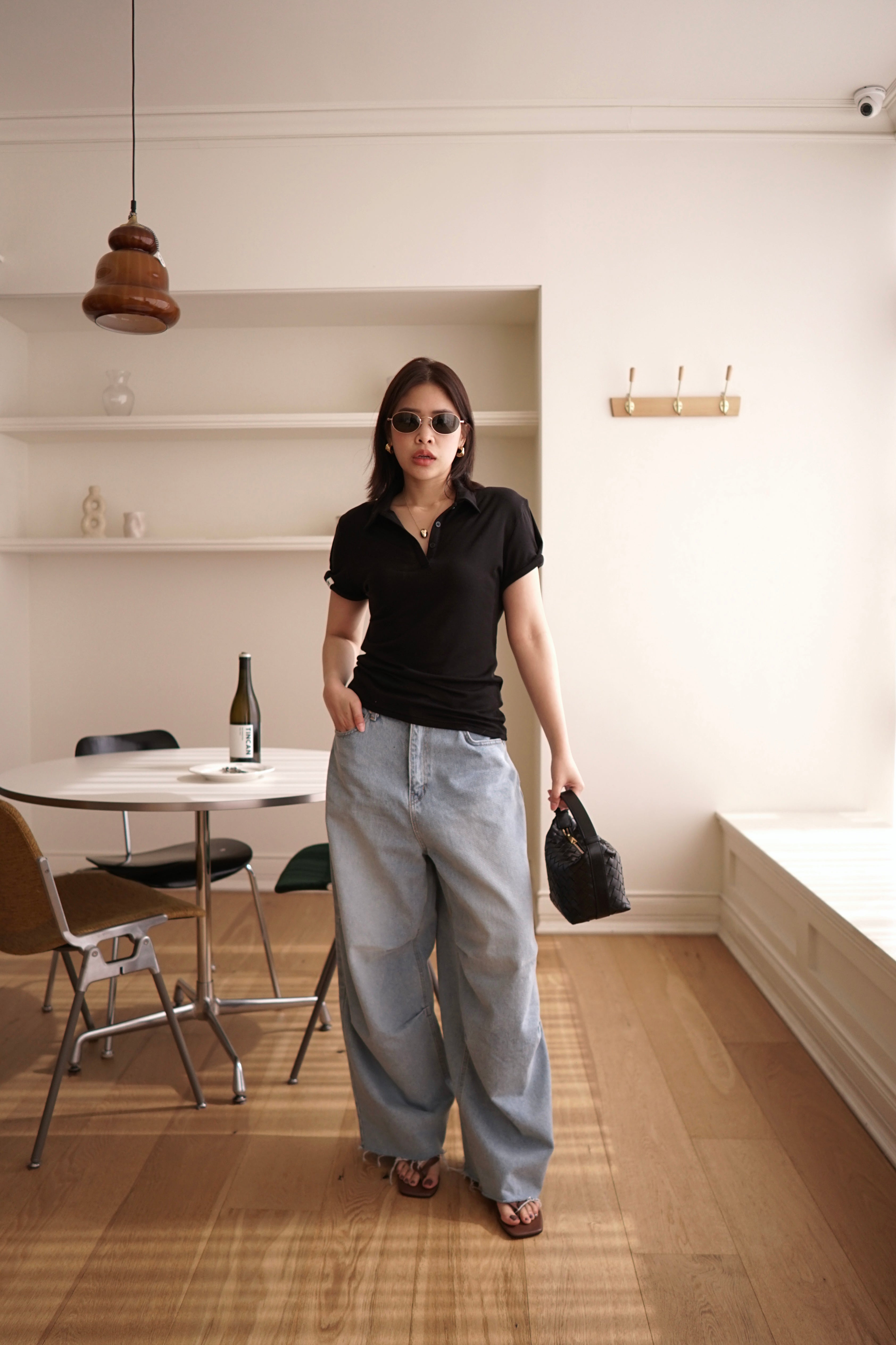 rolled-up sleeve soft polo tee