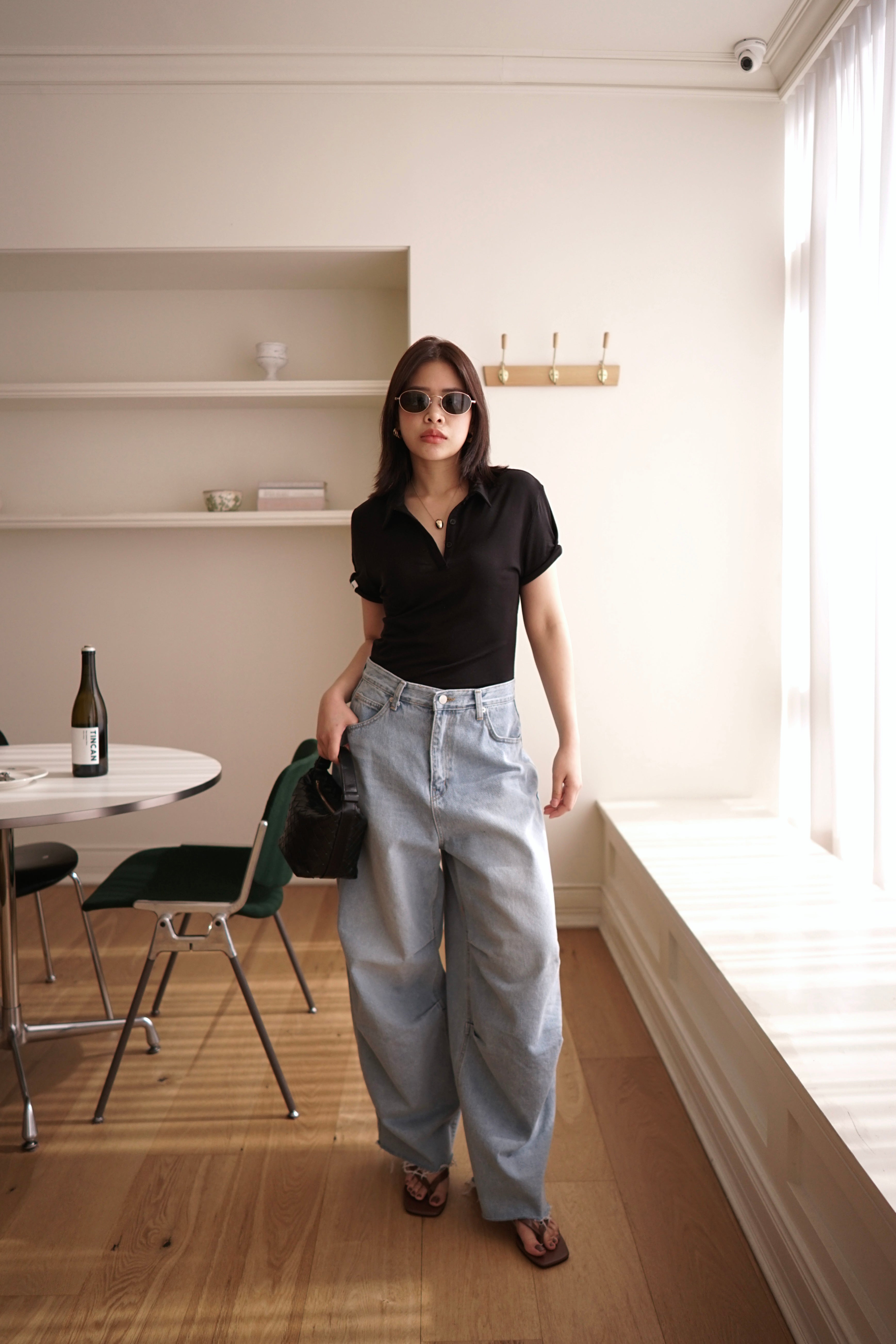 rolled-up sleeve soft polo tee