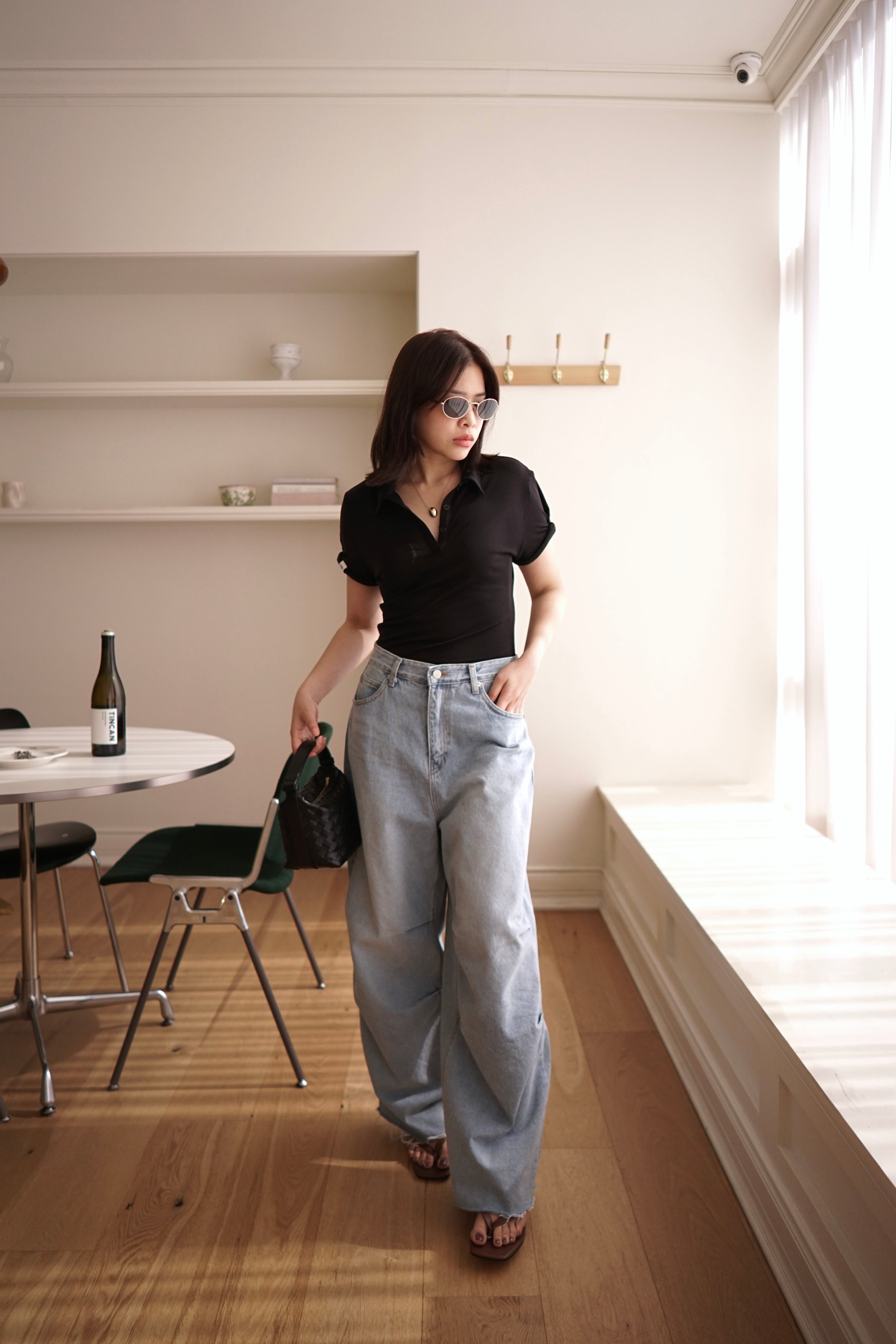 rolled-up sleeve soft polo tee