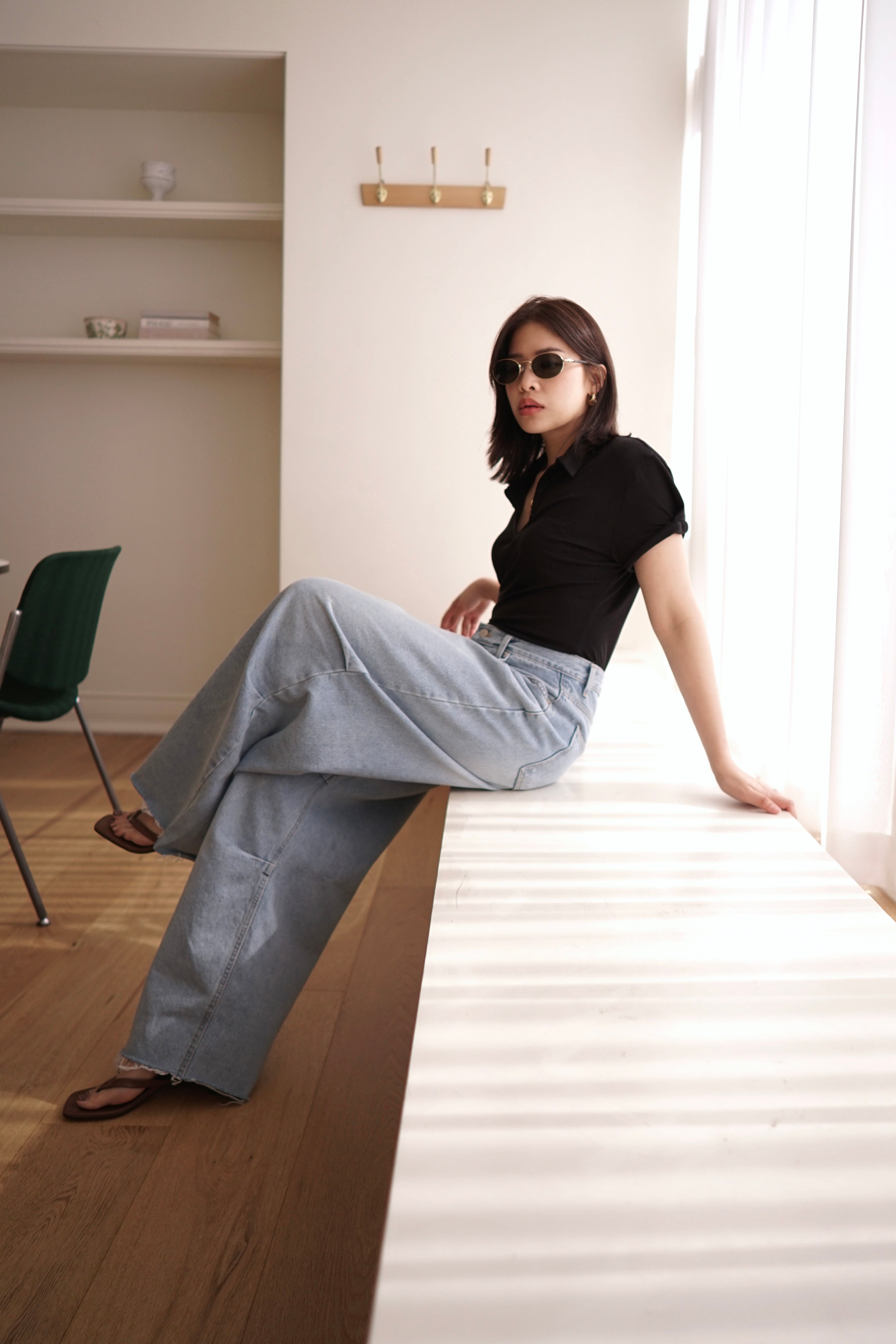 rolled-up sleeve soft polo tee