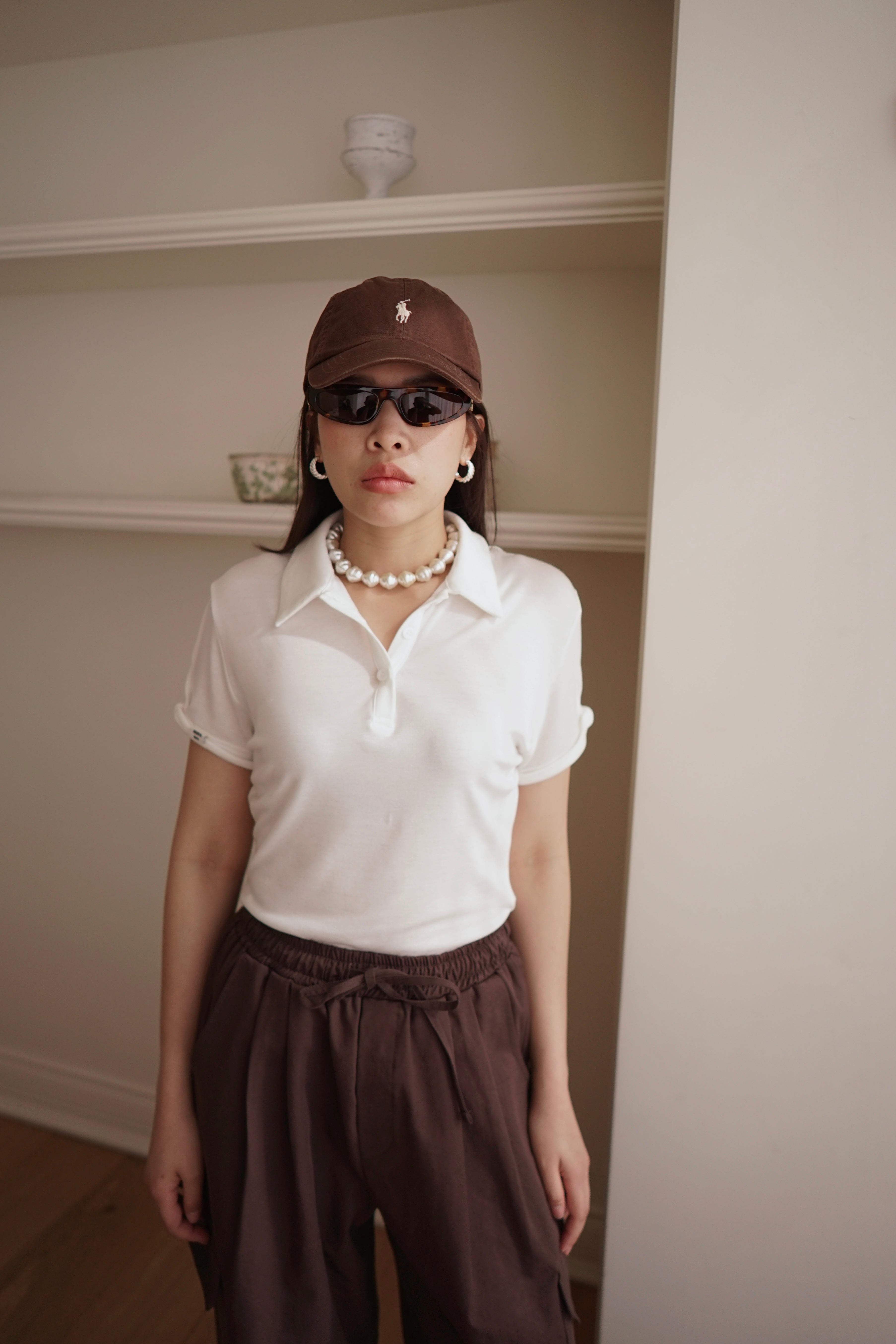 rolled-up sleeve soft polo tee