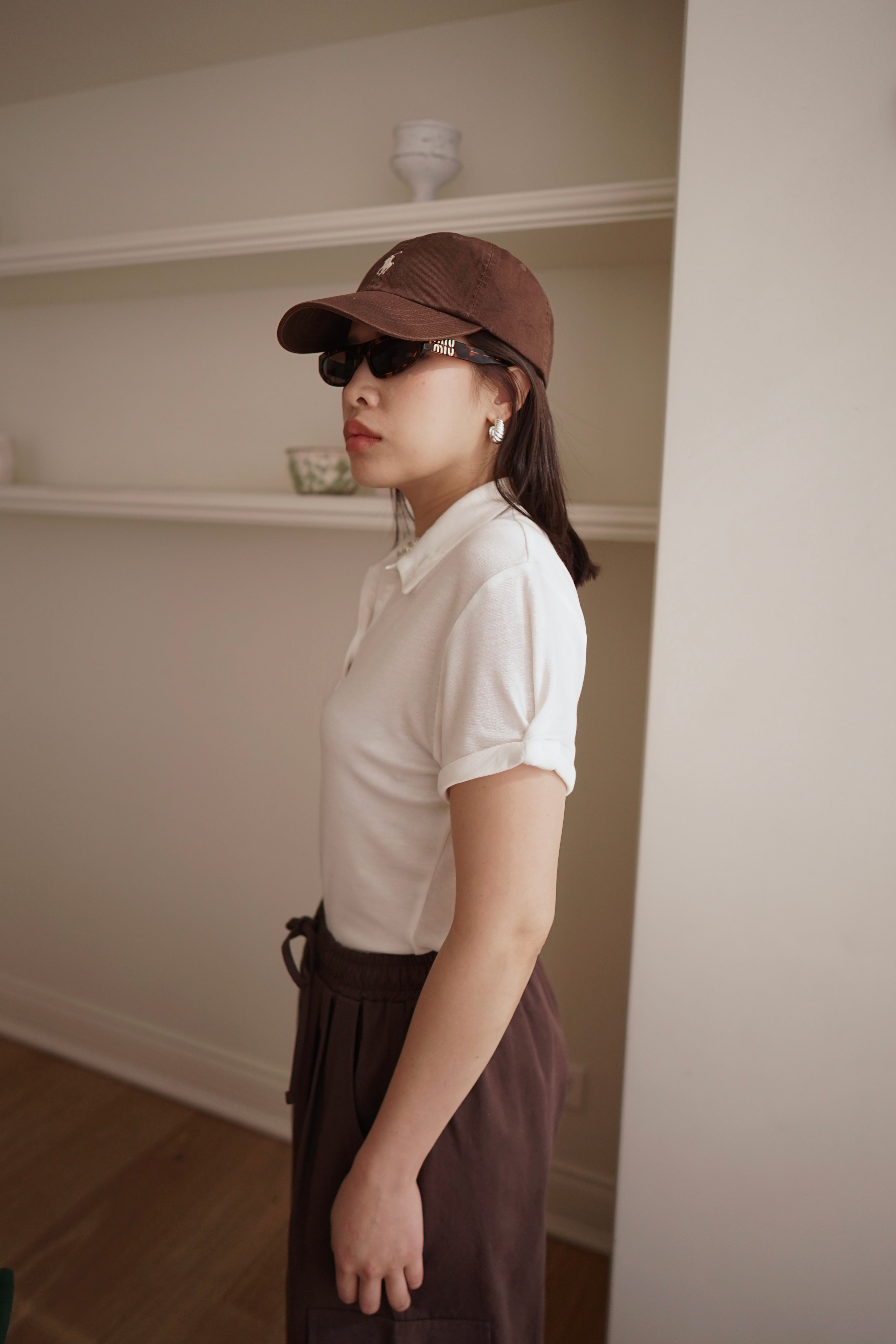 rolled-up sleeve soft polo tee