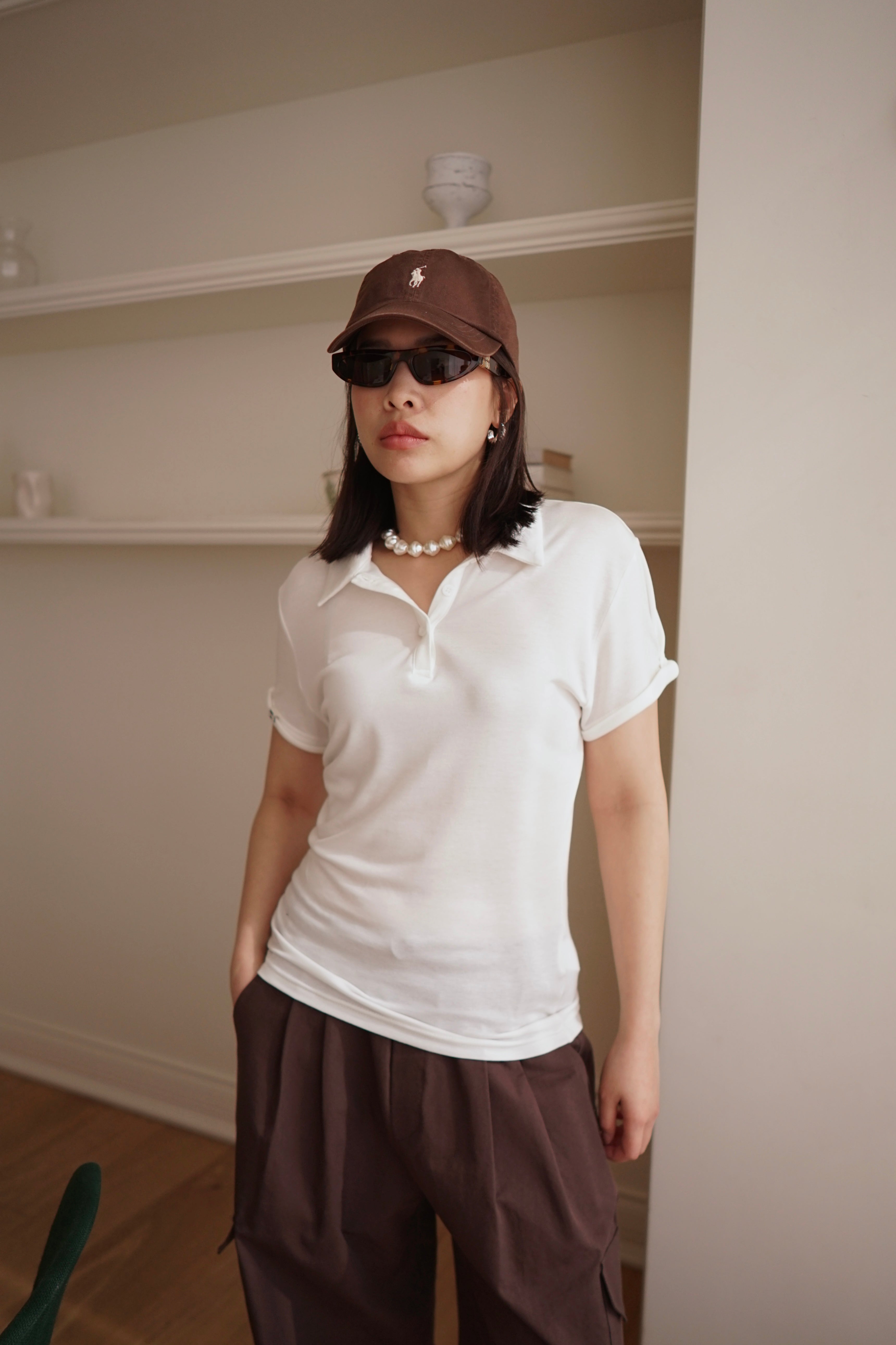 rolled-up sleeve soft polo tee