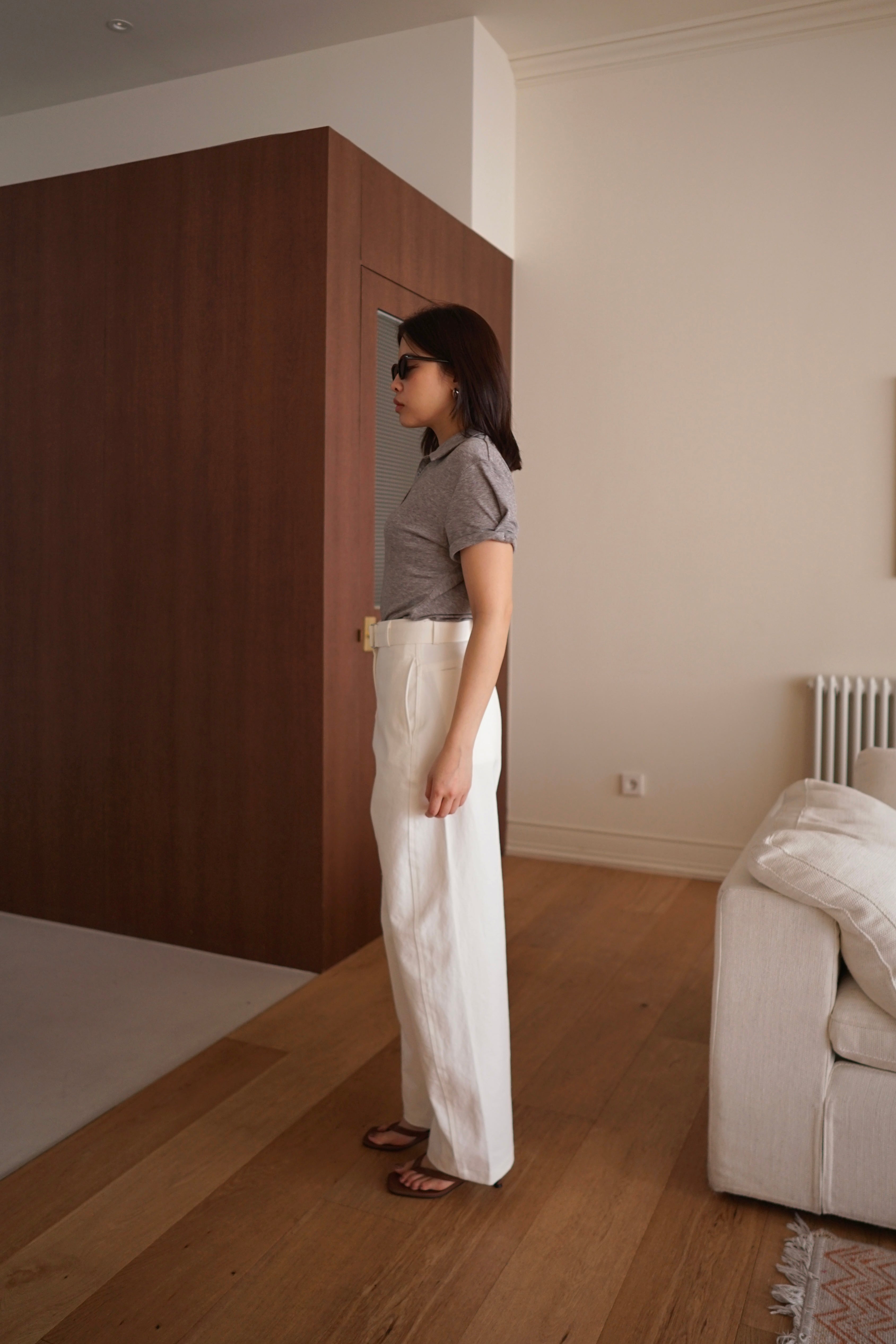 rolled-up sleeve soft polo tee