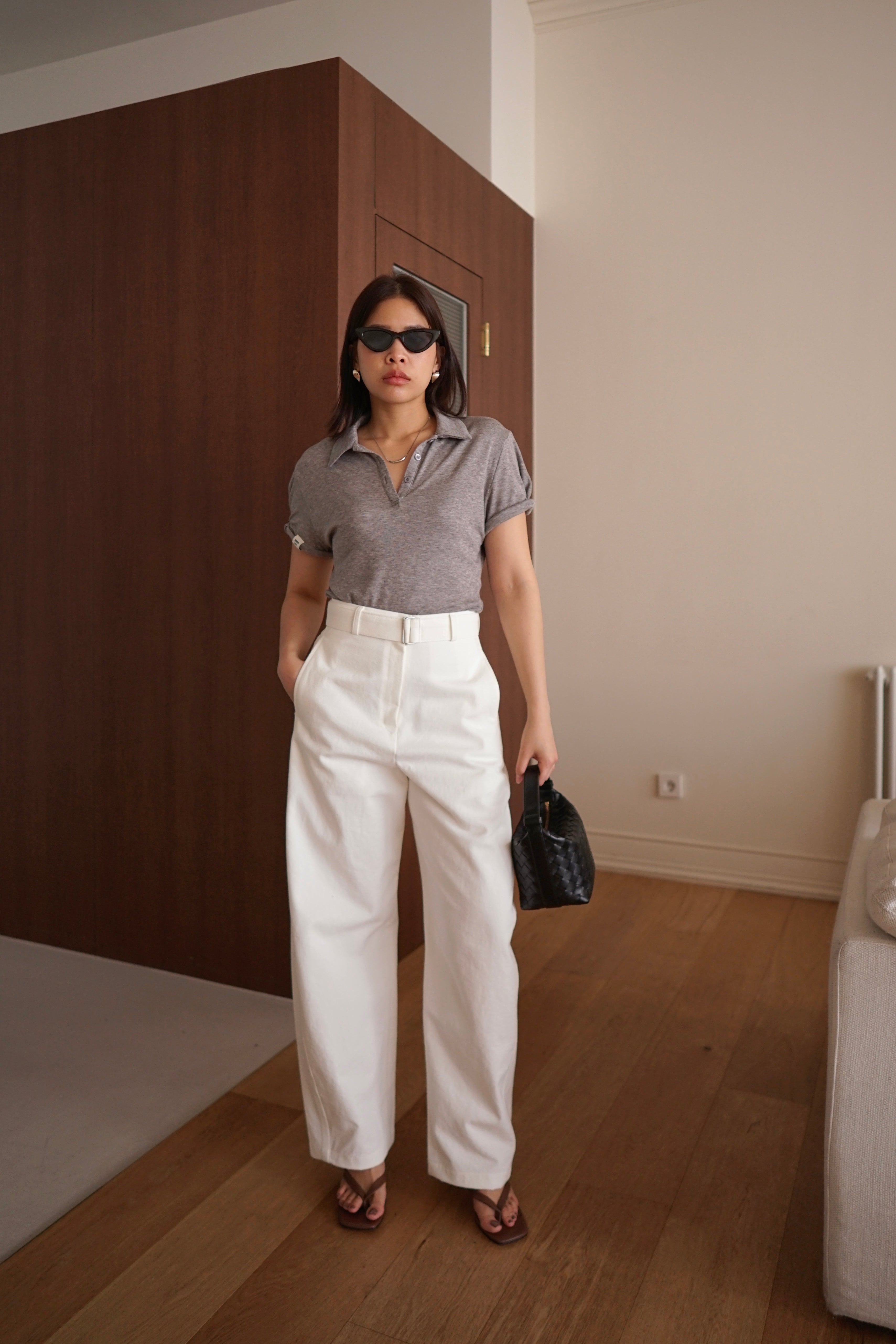 rolled-up sleeve soft polo tee