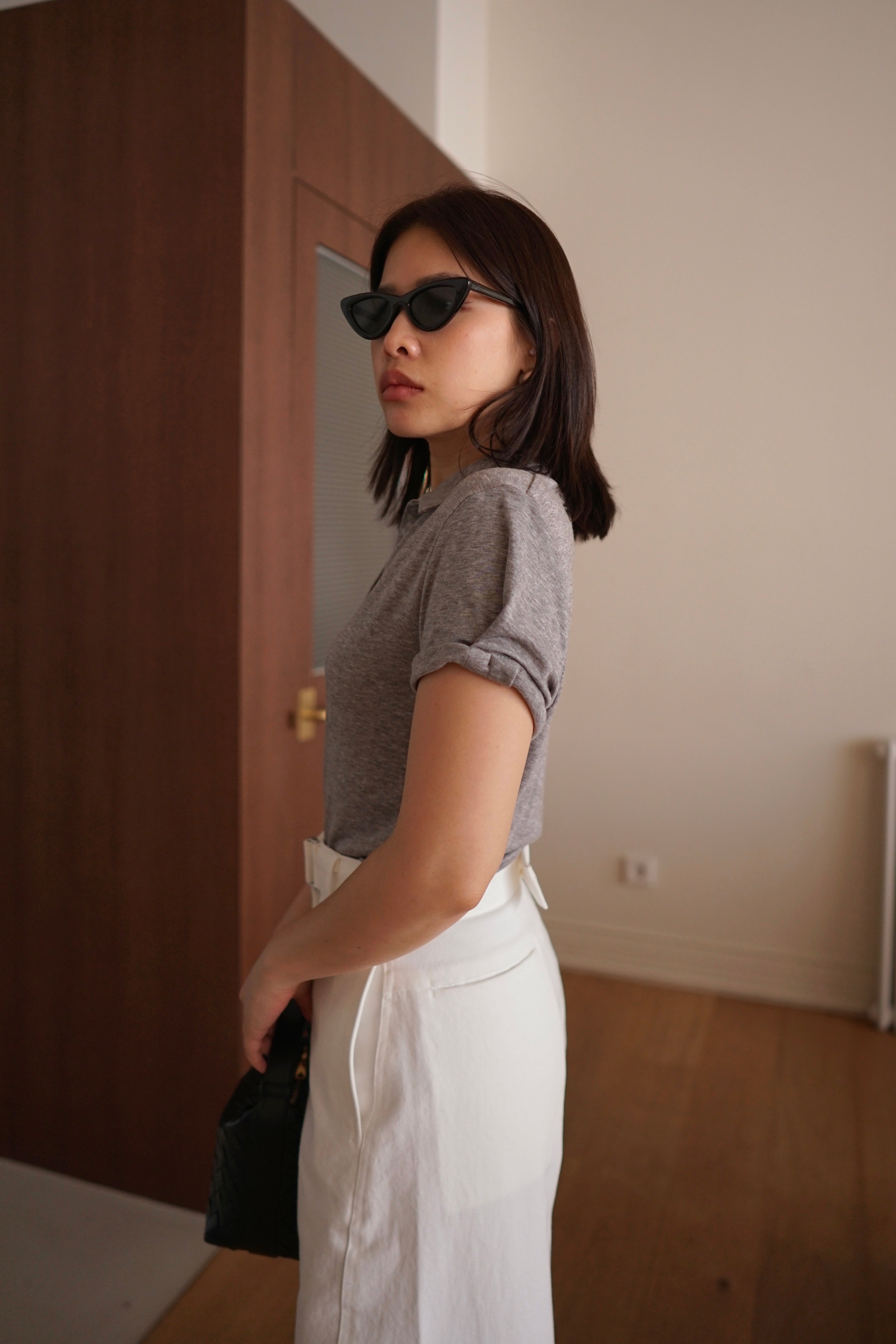 rolled-up sleeve soft polo tee