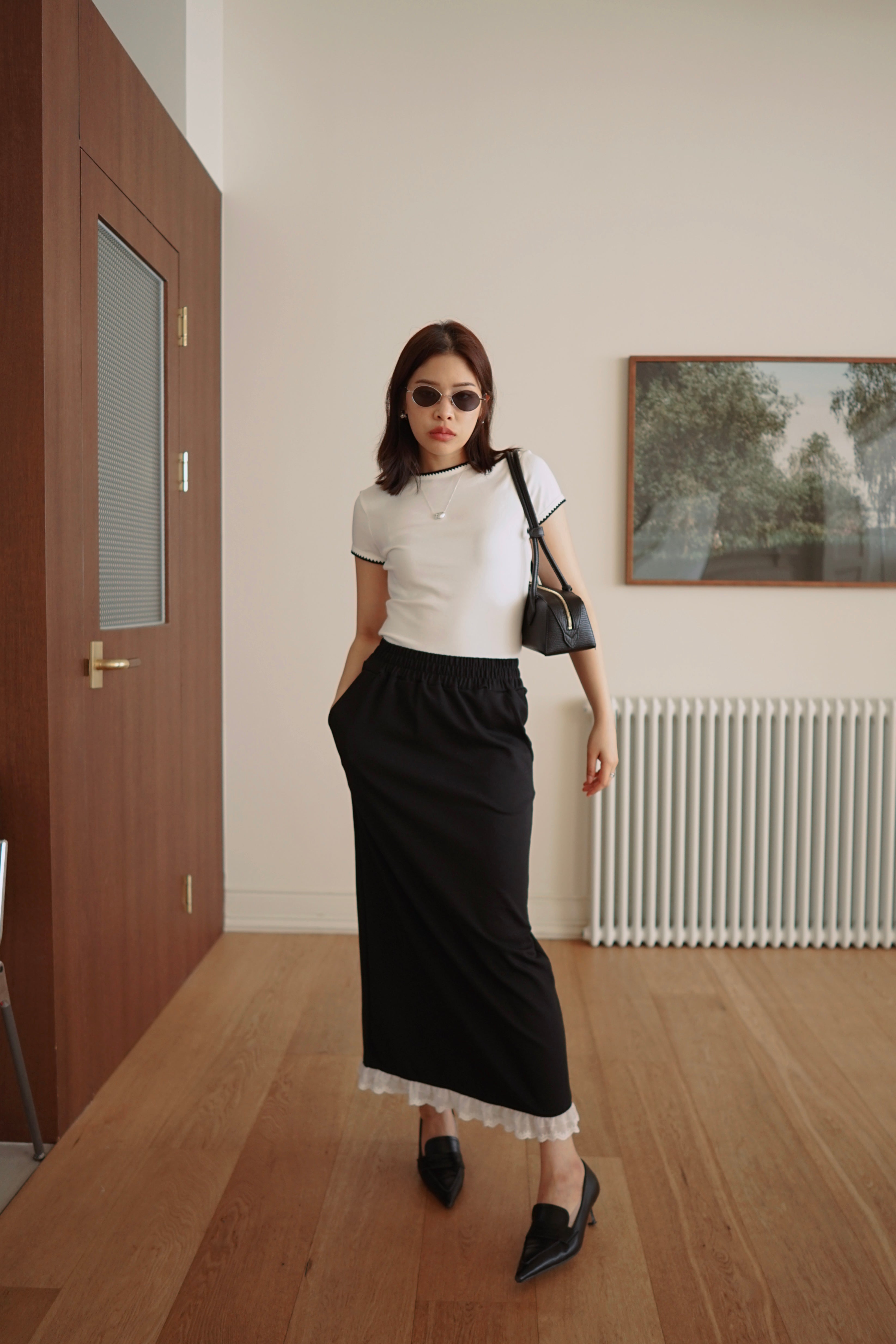 Lago embroidered hem soft tee