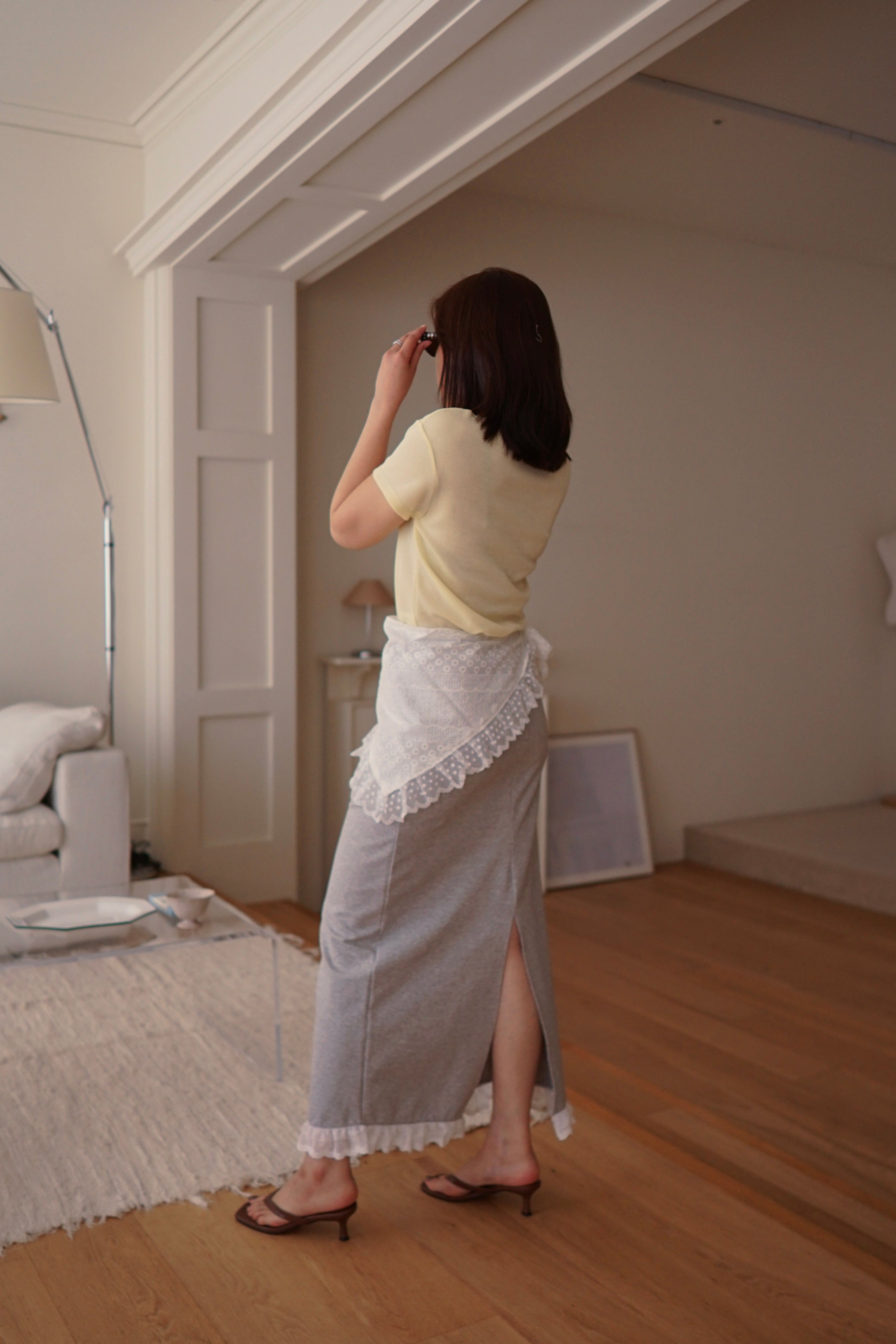 half button round neck soft tee