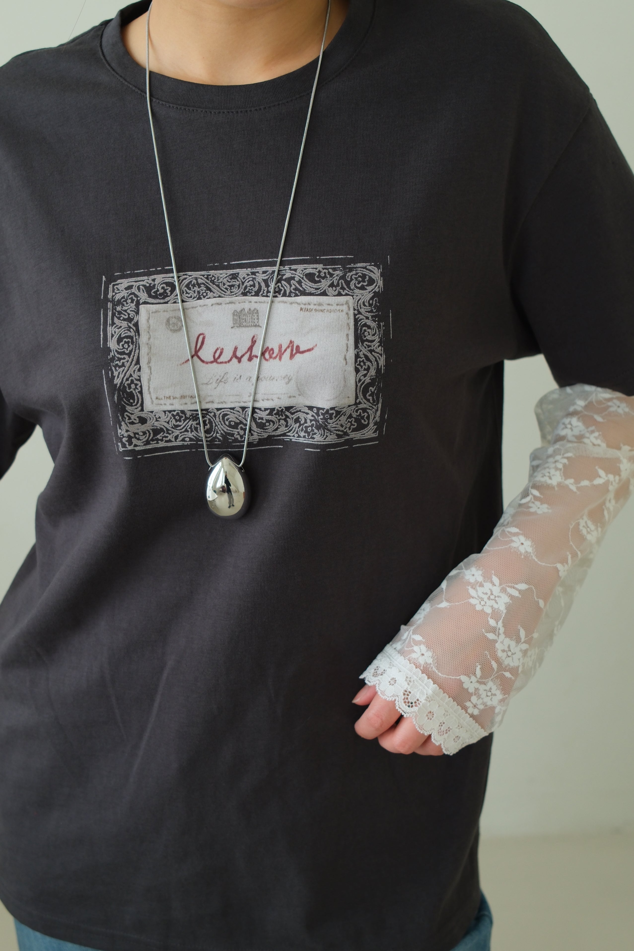 Elois Lace Sleeve Layered Tee