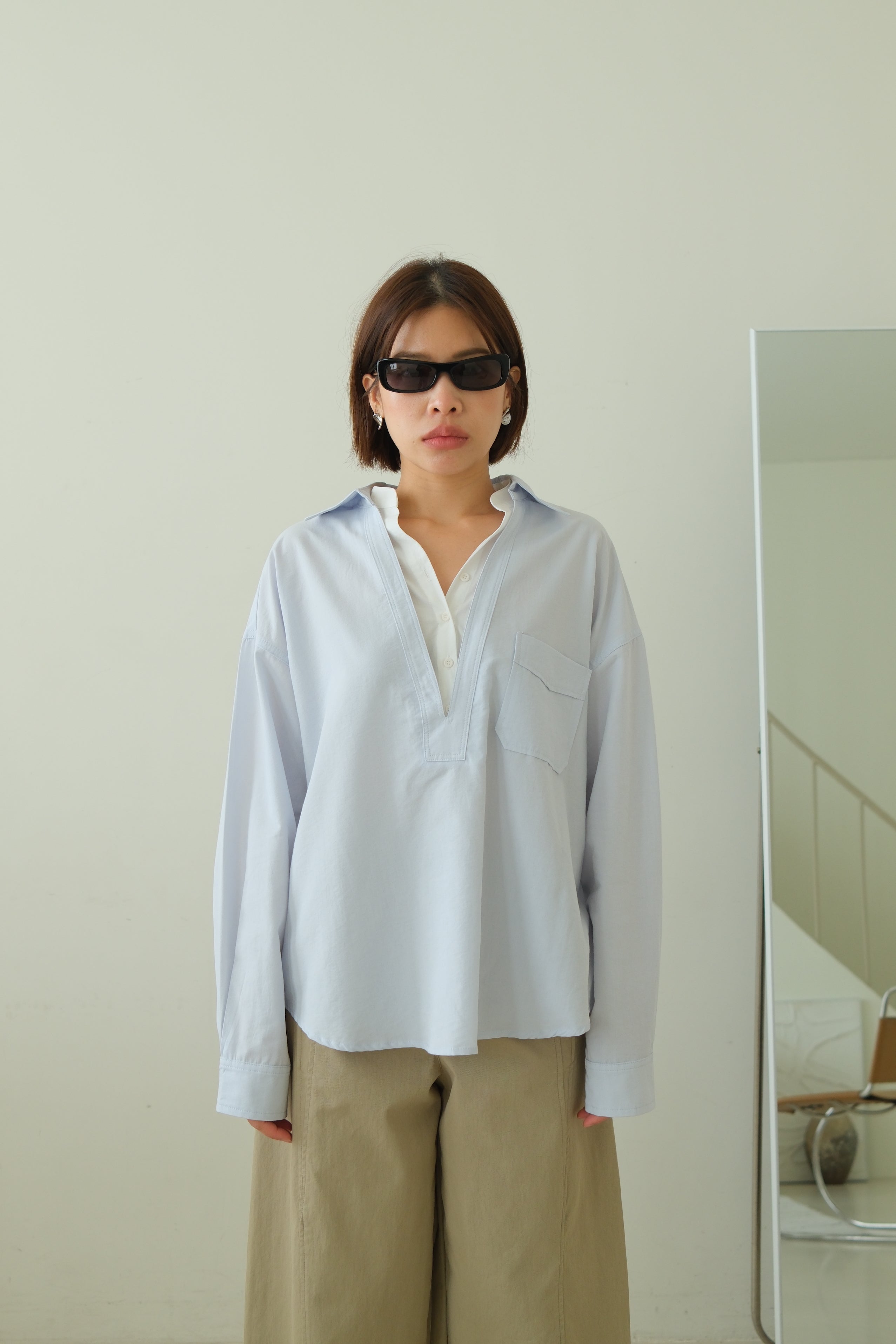 Kanne Layered Shirt with Deep V Overlay