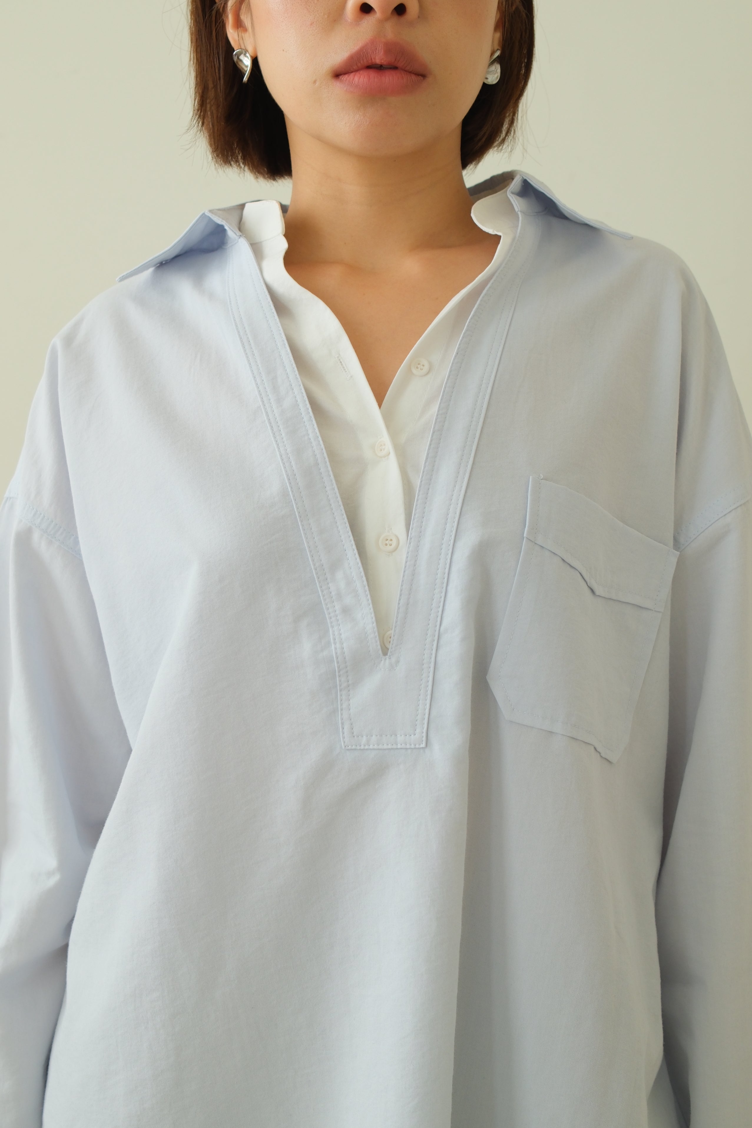 Kanne Layered Shirt with Deep V Overlay