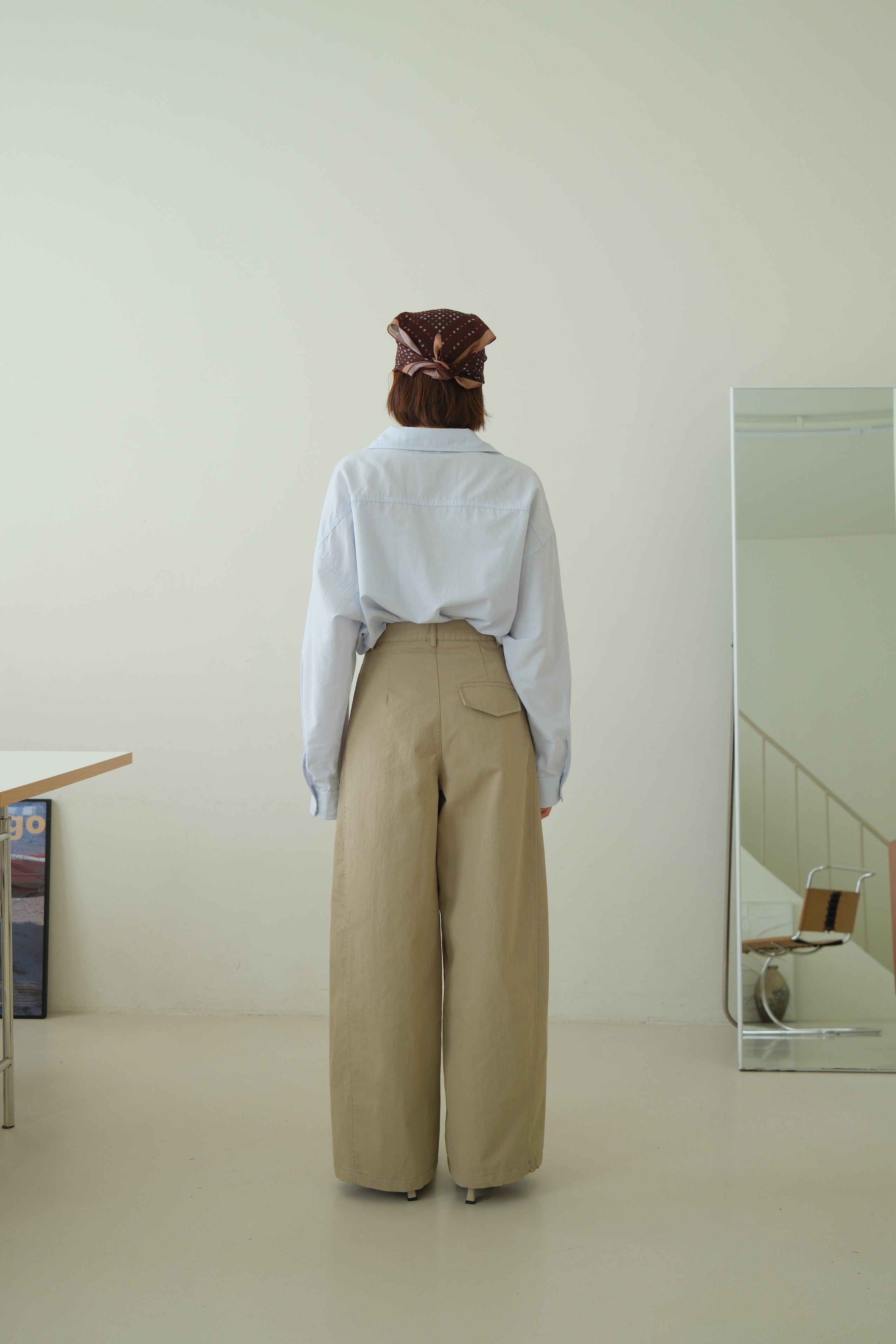 High-Waisted Straight Wide Pants with Pleat Detail