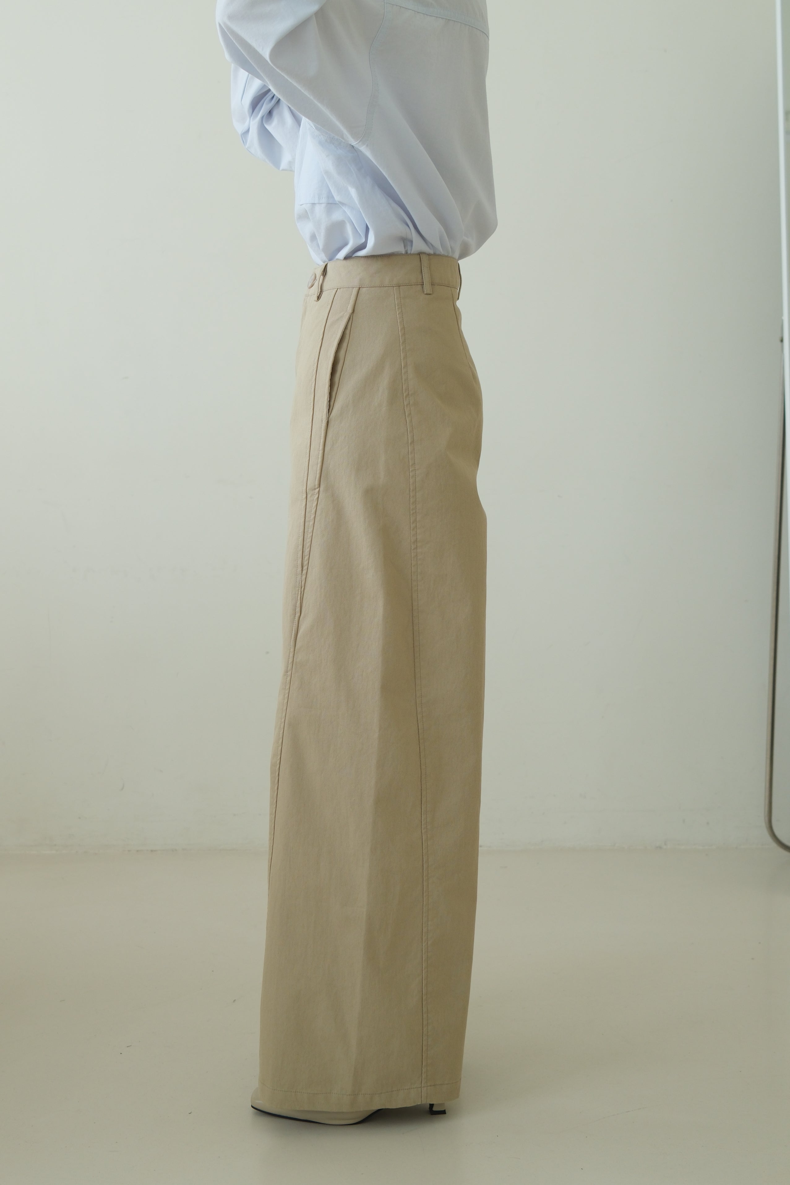 High-Waisted Straight Wide Pants with Pleat Detail
