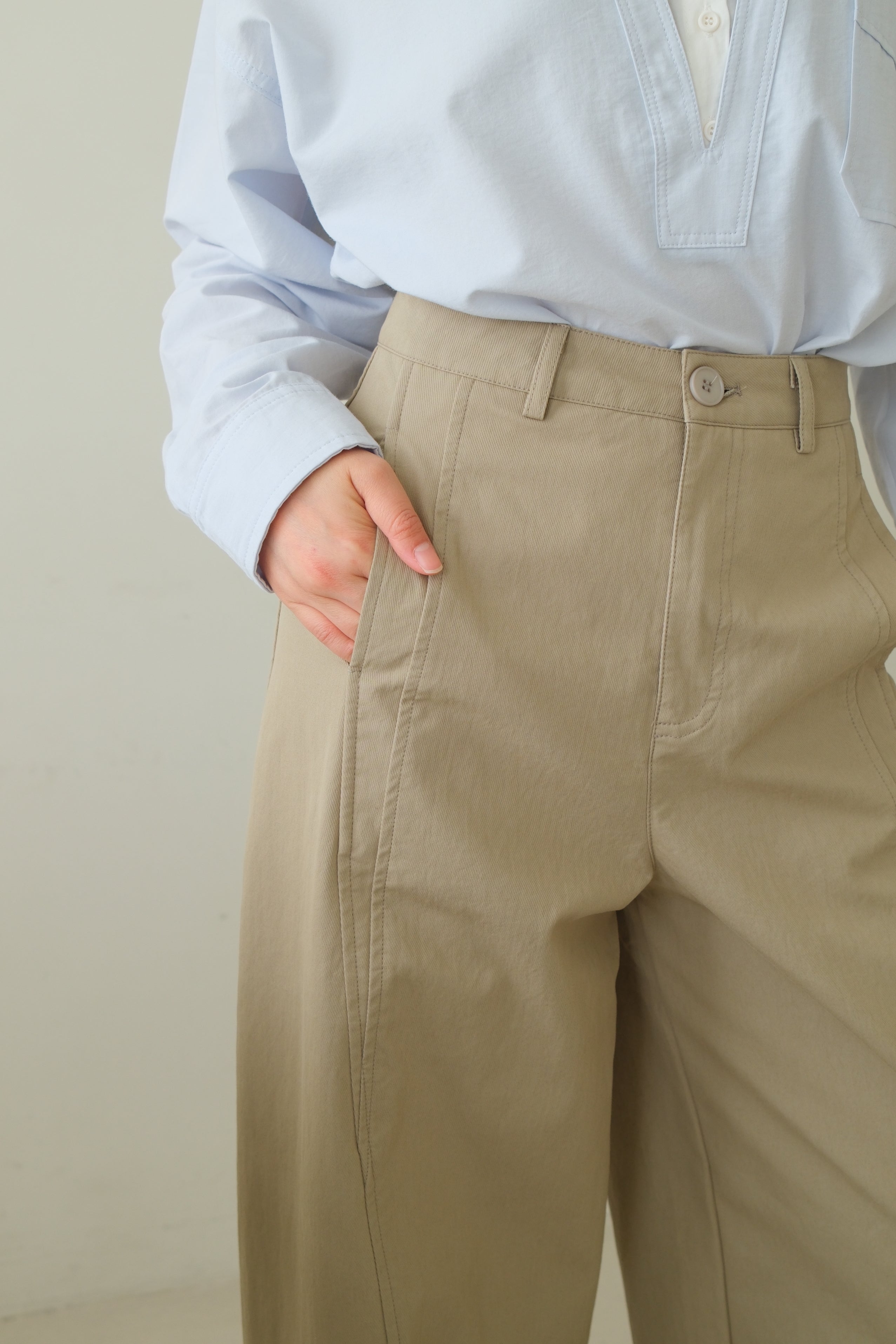 High-Waisted Straight Wide Pants with Pleat Detail