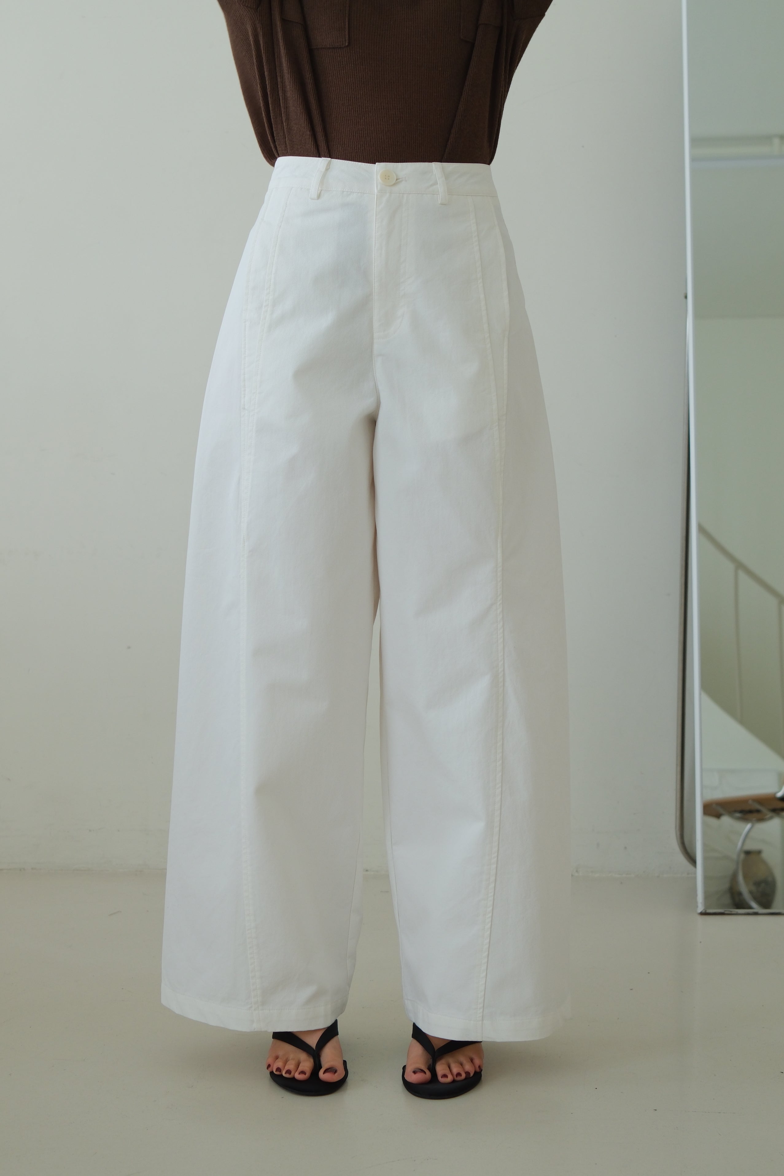 High-Waisted Straight Wide Pants with Pleat Detail