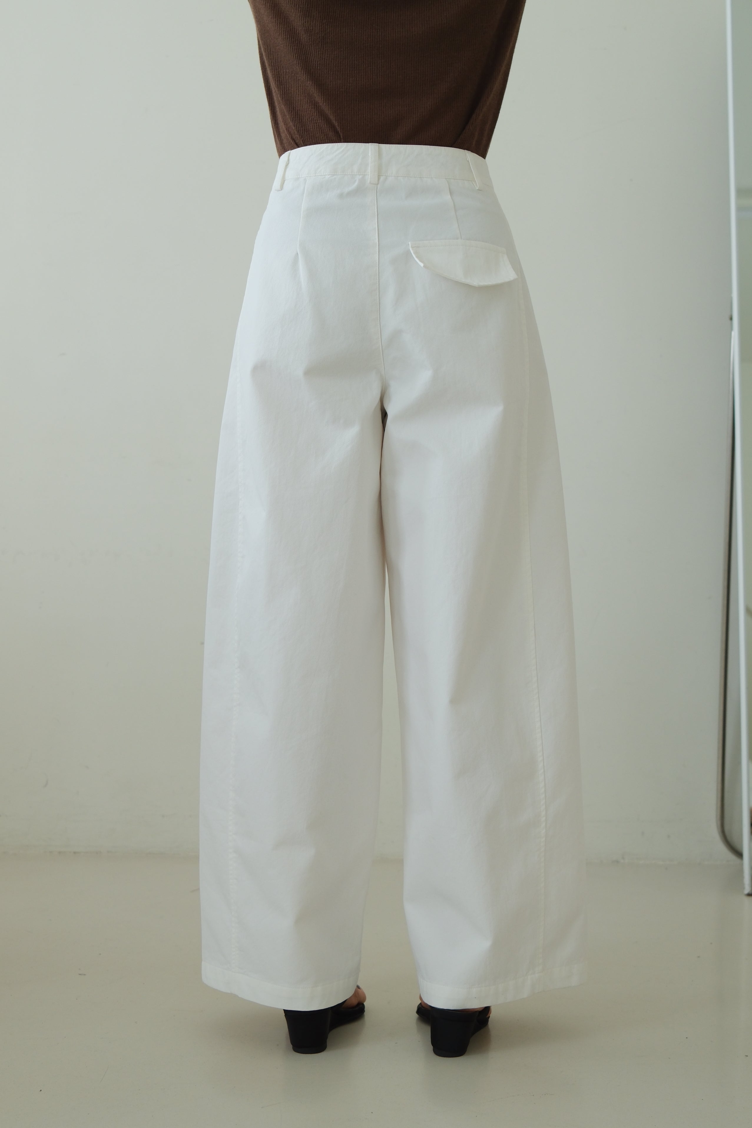 High-Waisted Straight Wide Pants with Pleat Detail