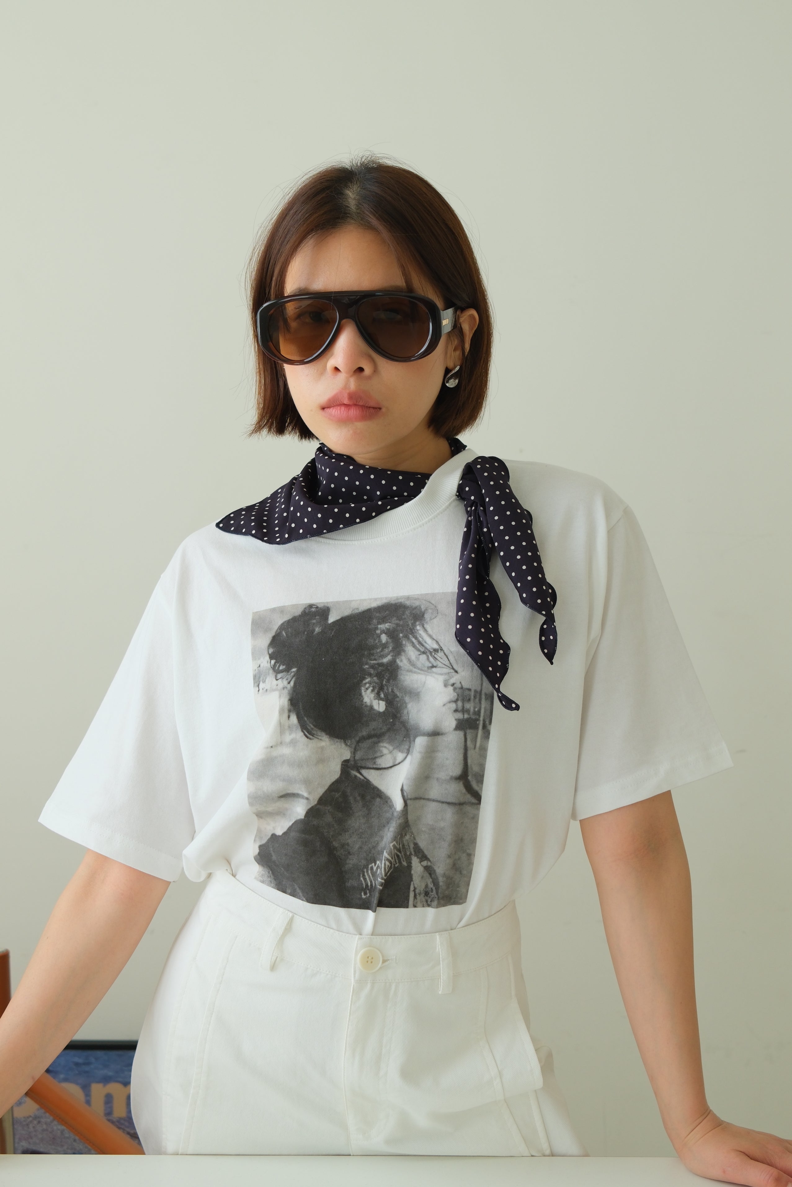 Ashley Graphic Tee with Scarf Detail