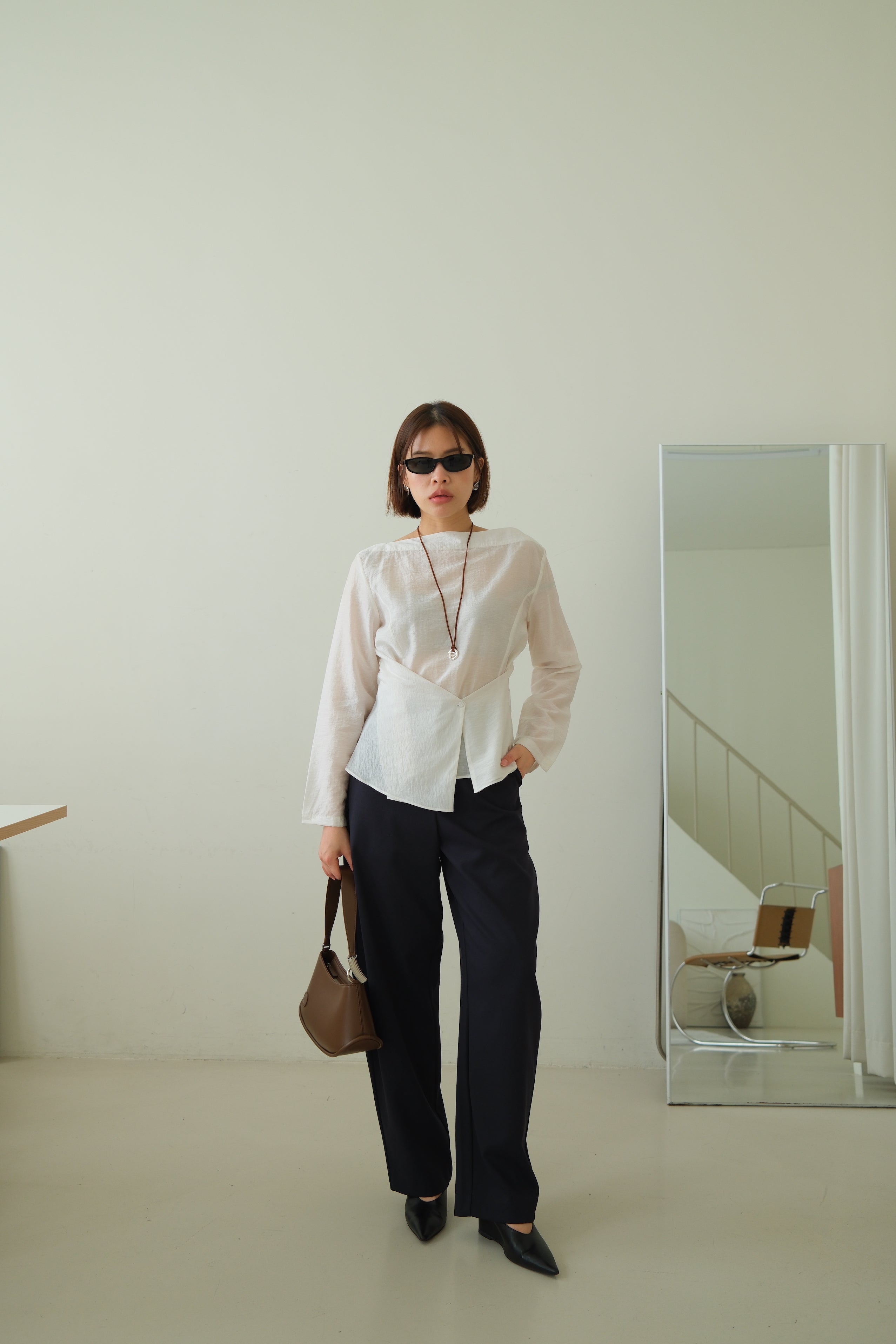 Boat Neck Waist Detail Top