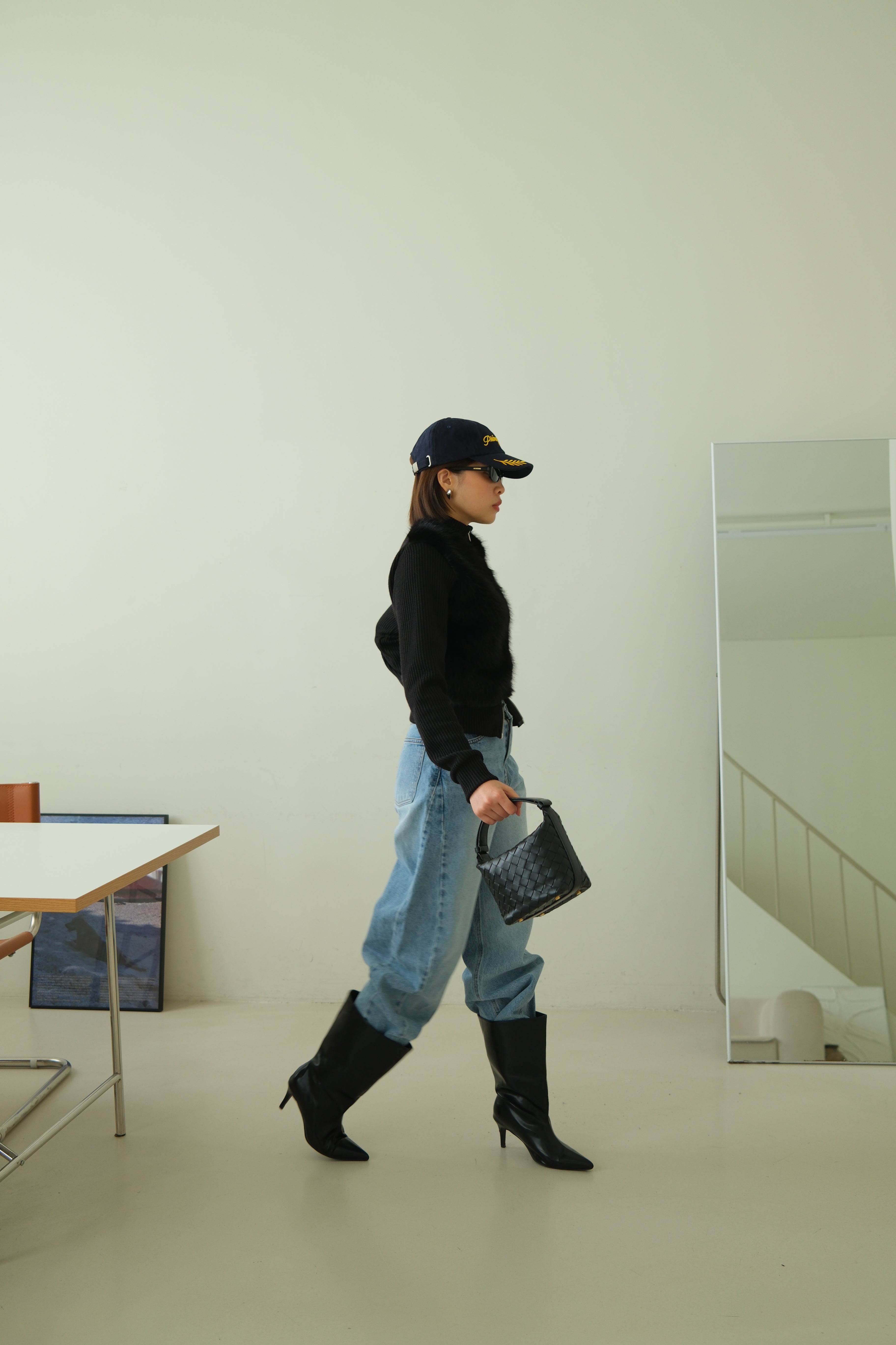 Shaw half faux fur zip up cardigan