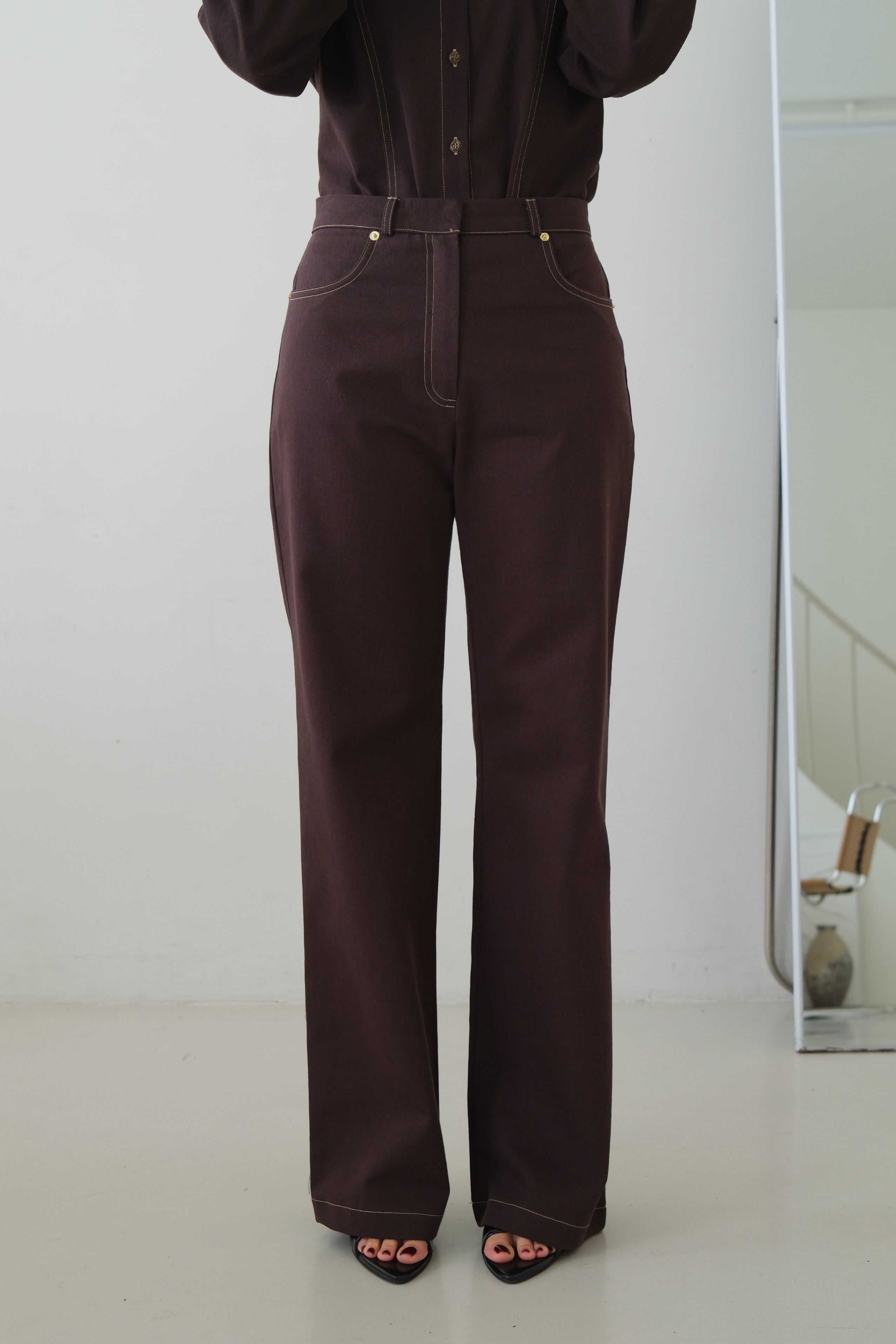 Chino High-Waisted Straight Pants
