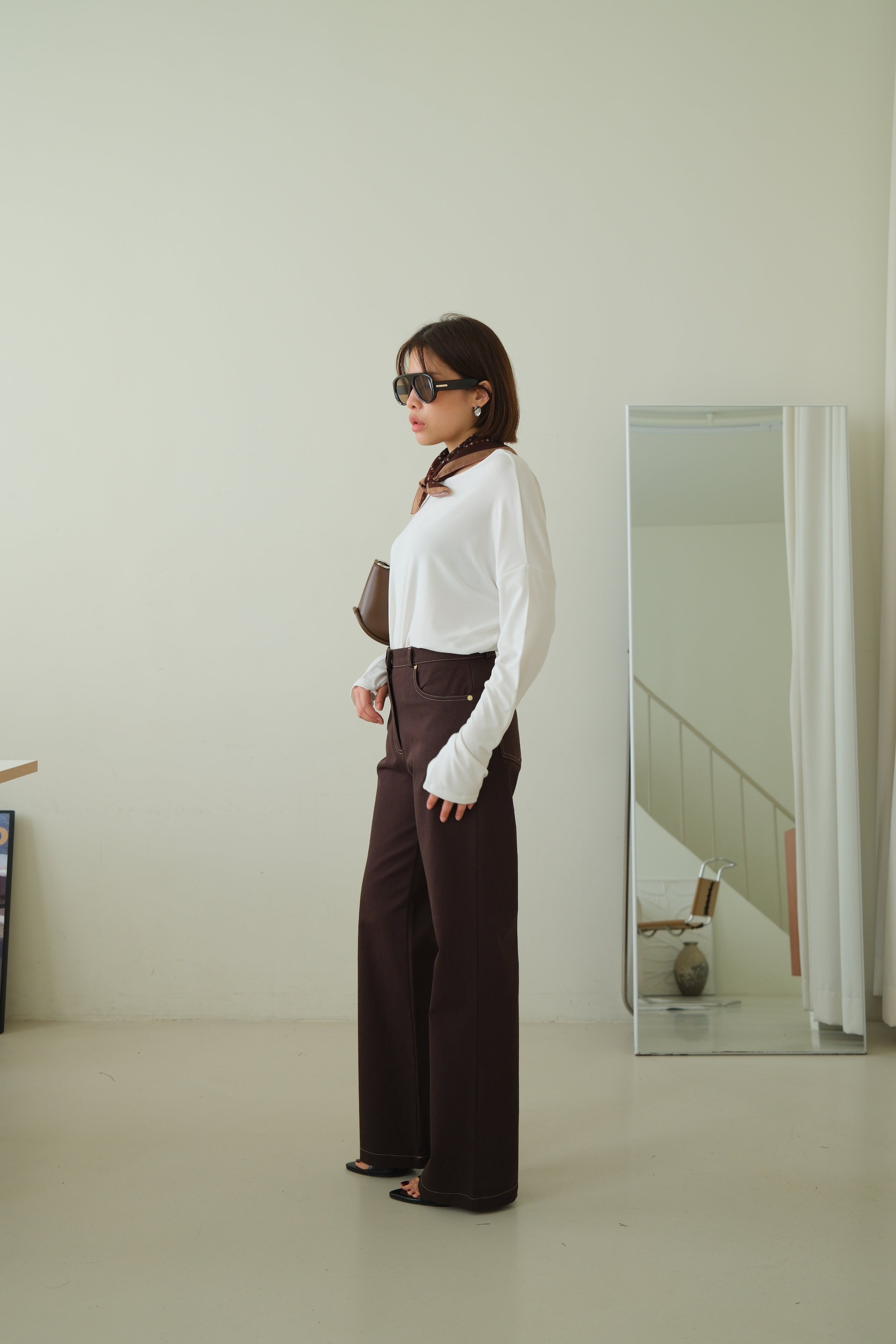 Chino High-Waisted Straight Pants