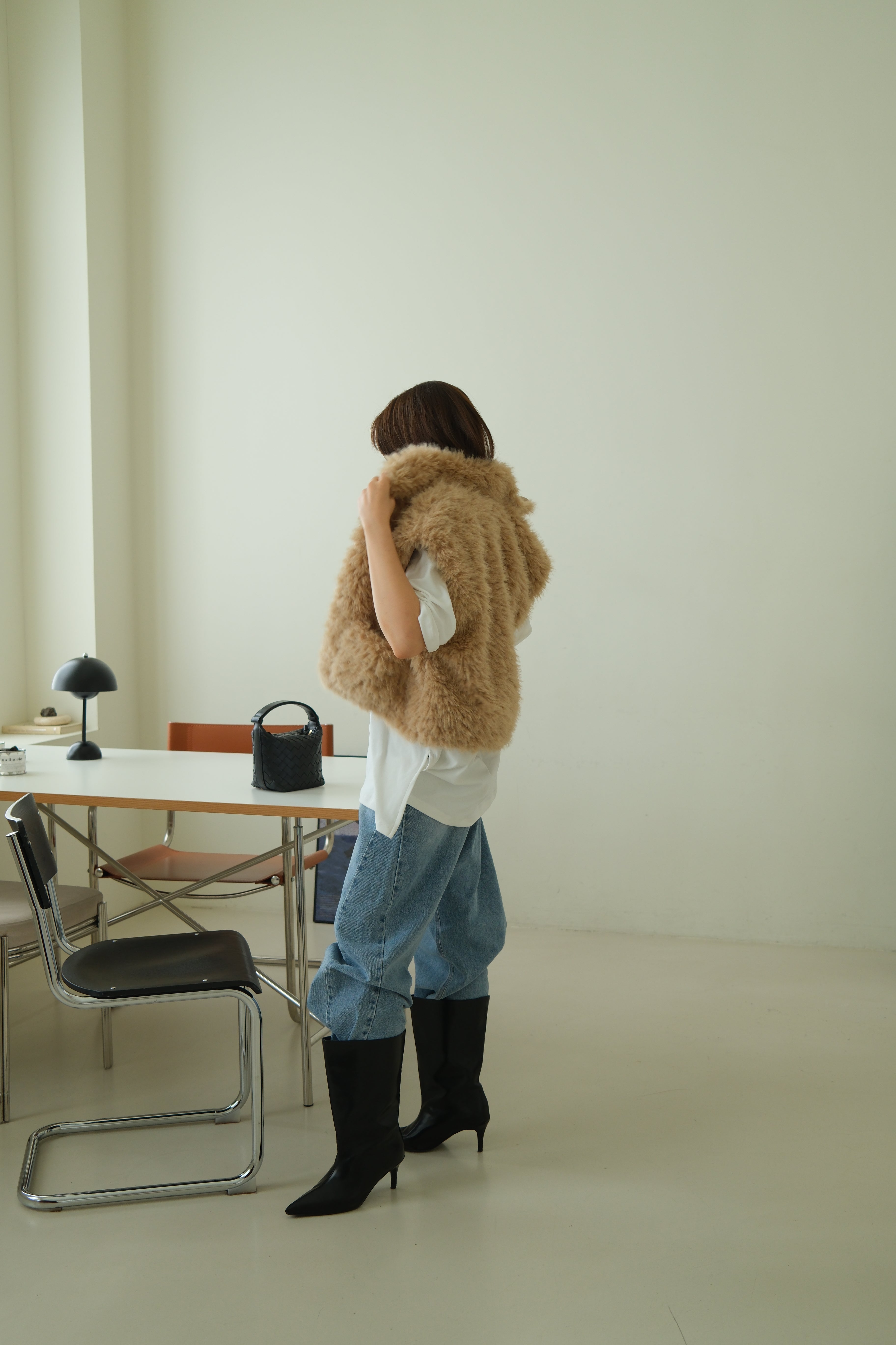 Copen fluffy vest (Adjustable drawstring hem)