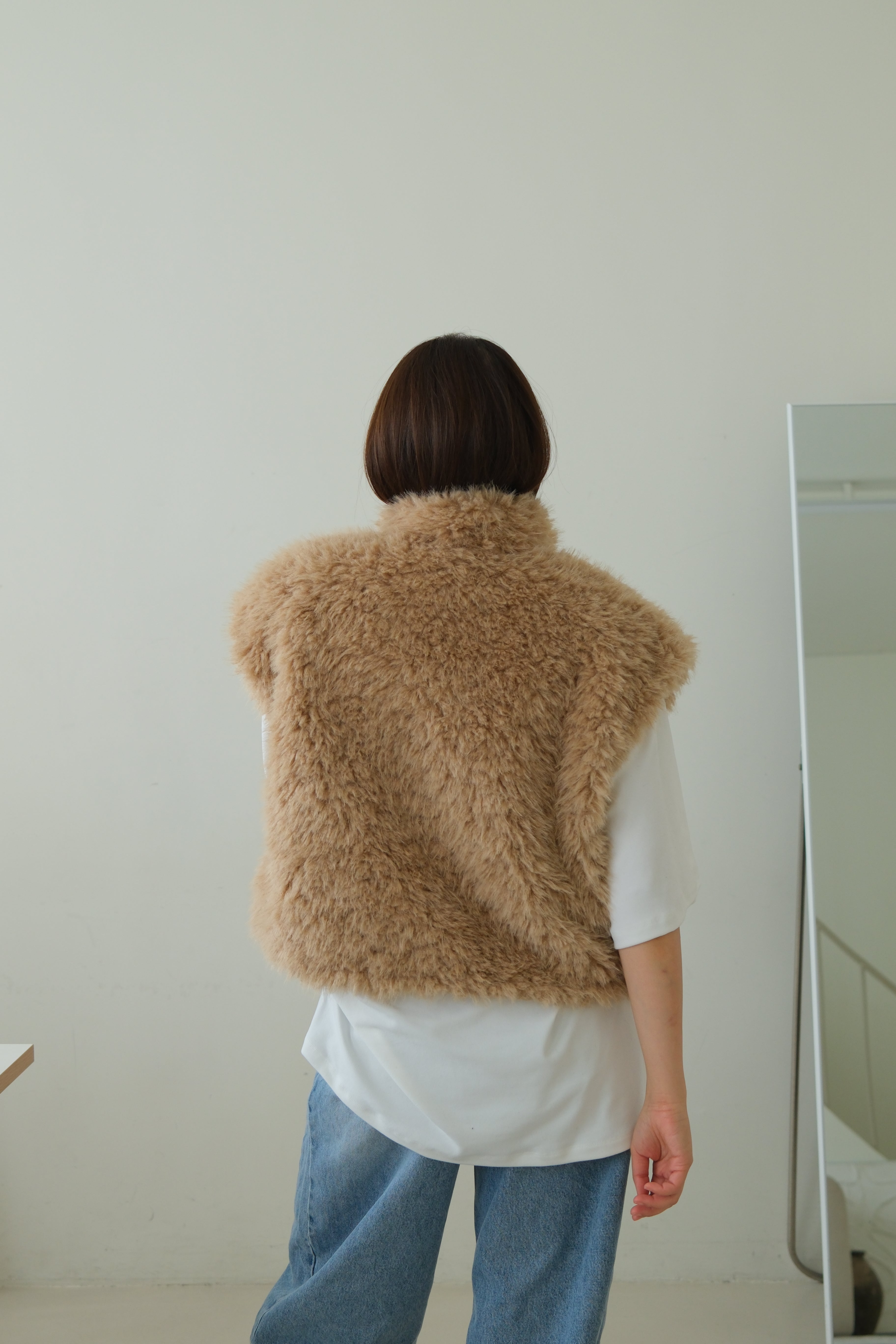 Copen fluffy vest (Adjustable drawstring hem)