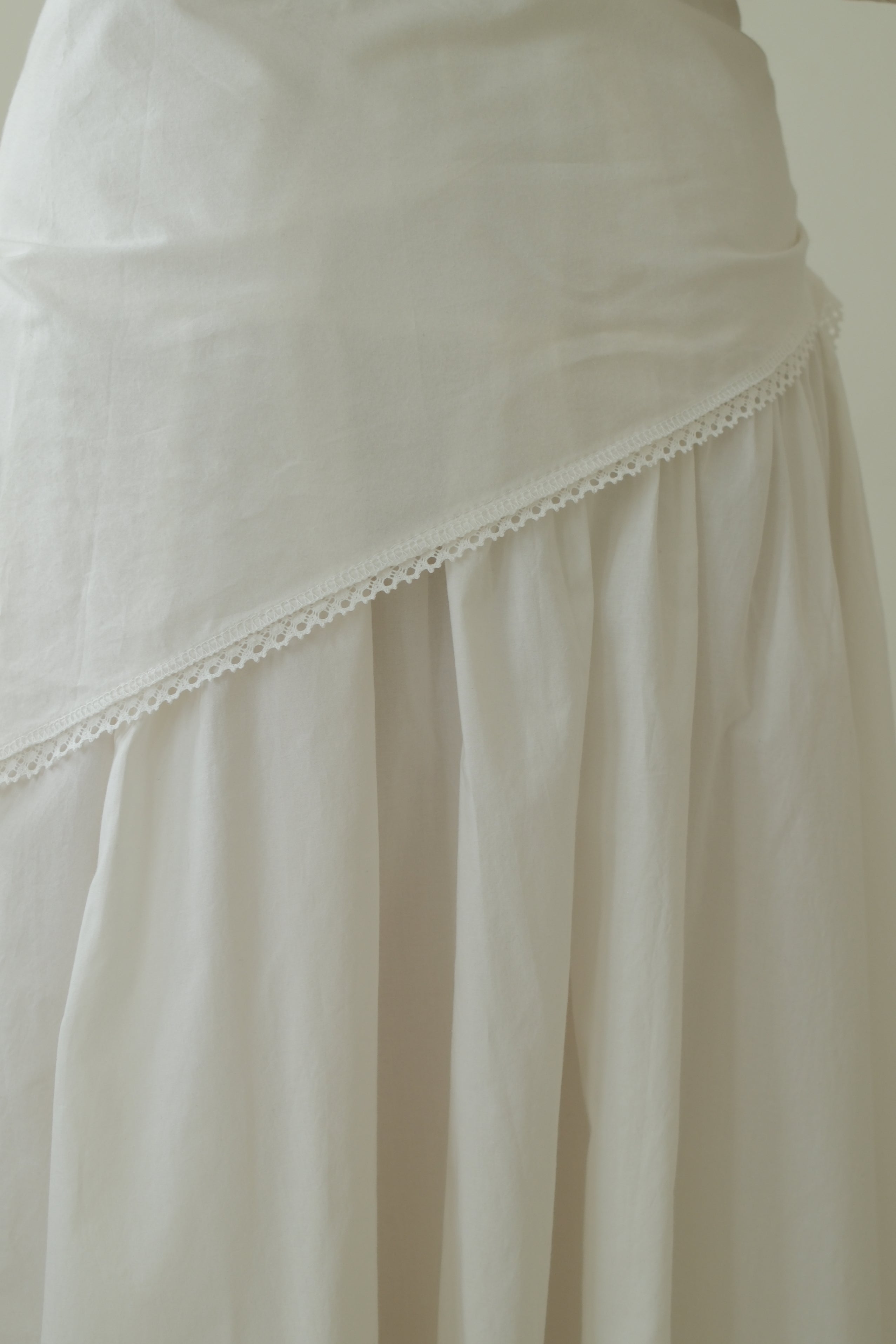 Cotton Maxi Skirt with Lace Tie Waist