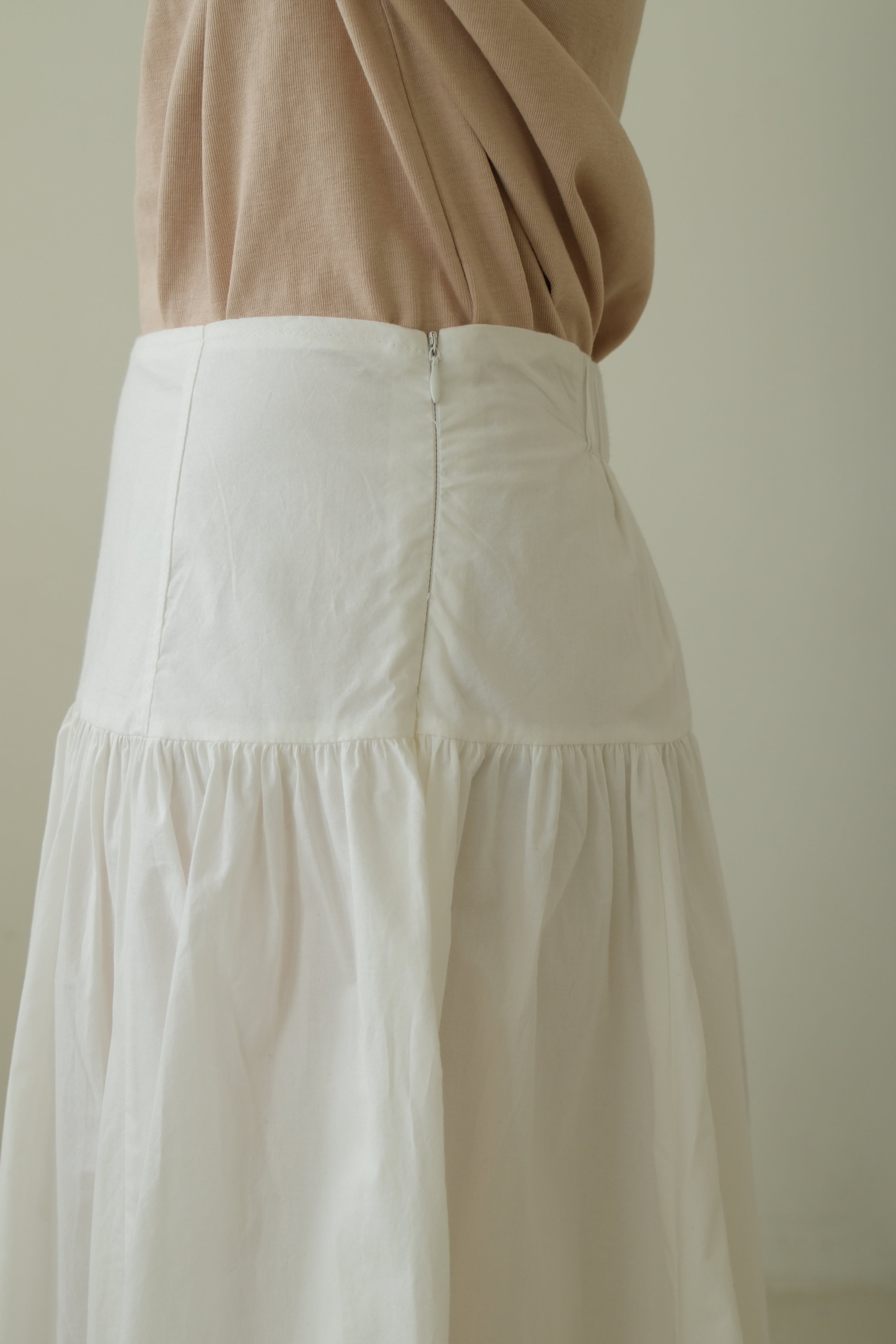 Cotton Maxi Skirt with Lace Tie Waist