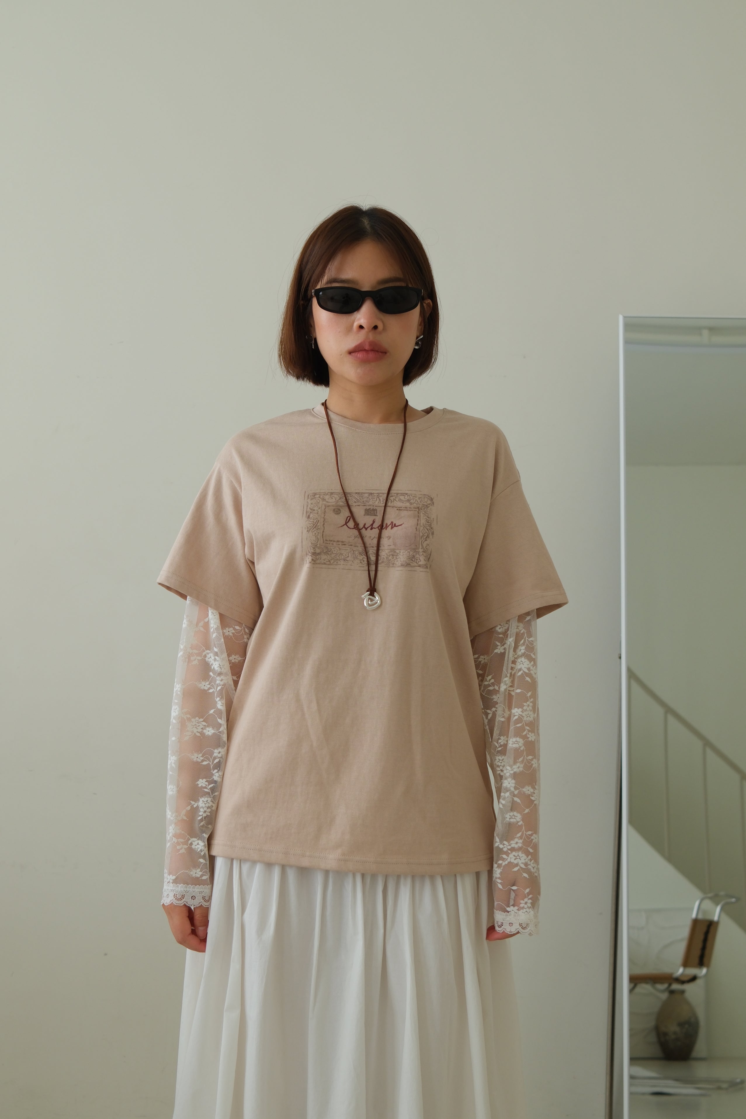 Elois Lace Sleeve Layered Tee